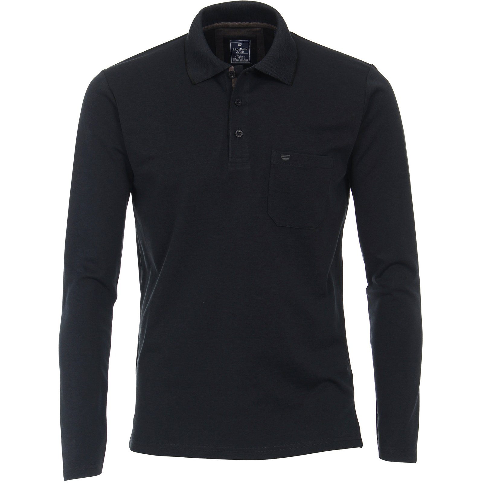 Redmond Poloshirt Große Größen schwarz Wear" Redmond & "Wash Langarm-Poloshirt