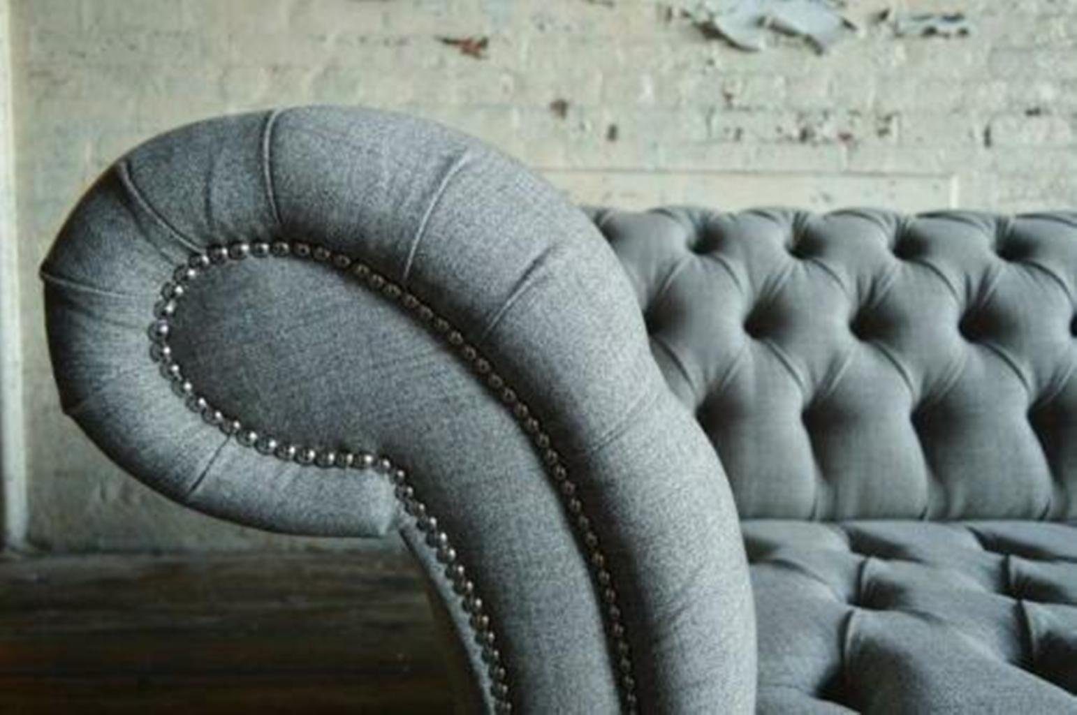 JVmoebel Chesterfield-Sofa, Chesterfield Couch Textil Wohnzimmer Design Big