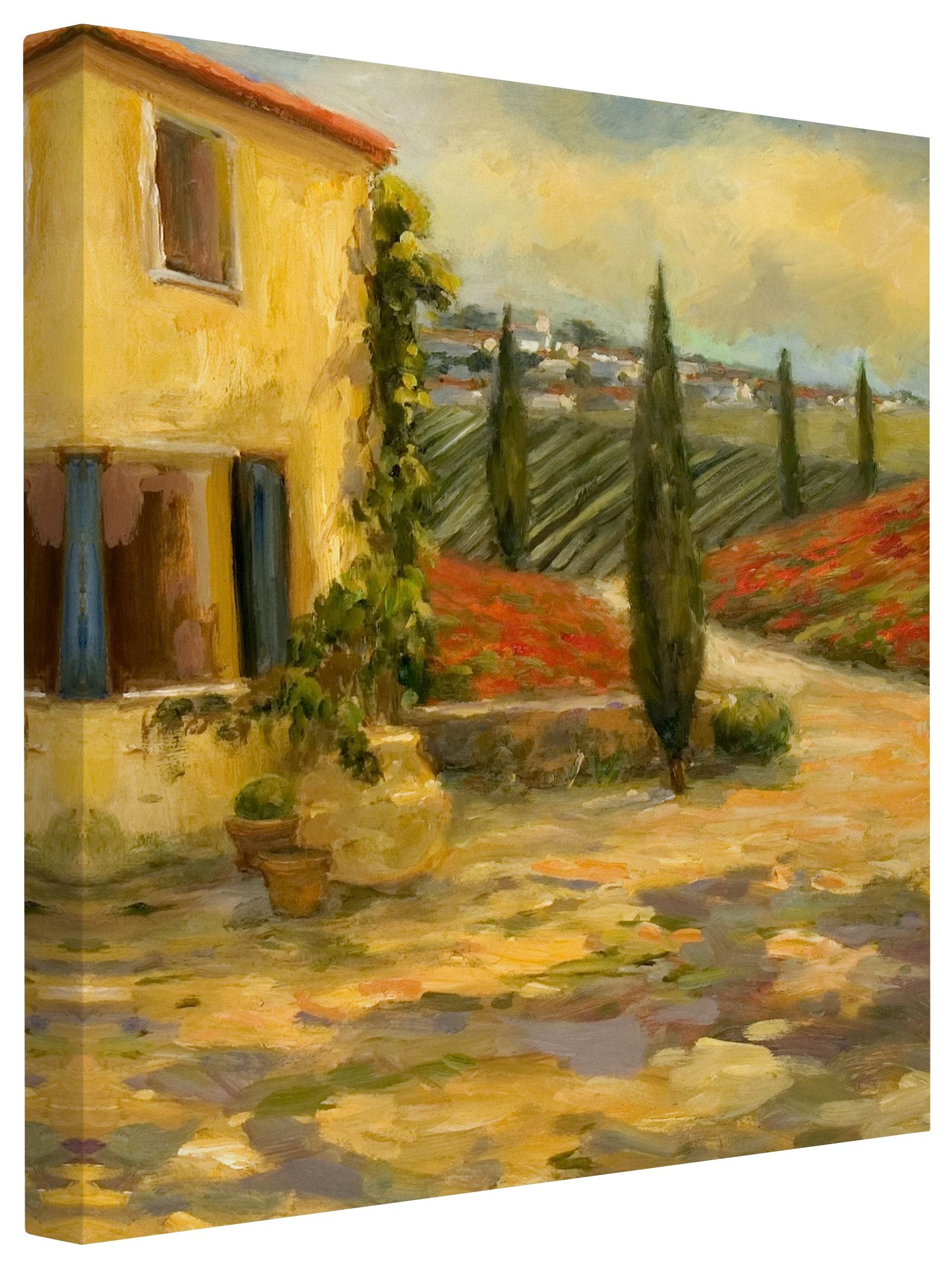 Bilderdepot24 Leinwandbild Natur Landschaft Italienische Toskana gelb Bild auf Leinwand Groß XXL, Wohnzimmer Schlafzimmer Küche Flur Wandbild Kunstdruck Wanddeko Druck