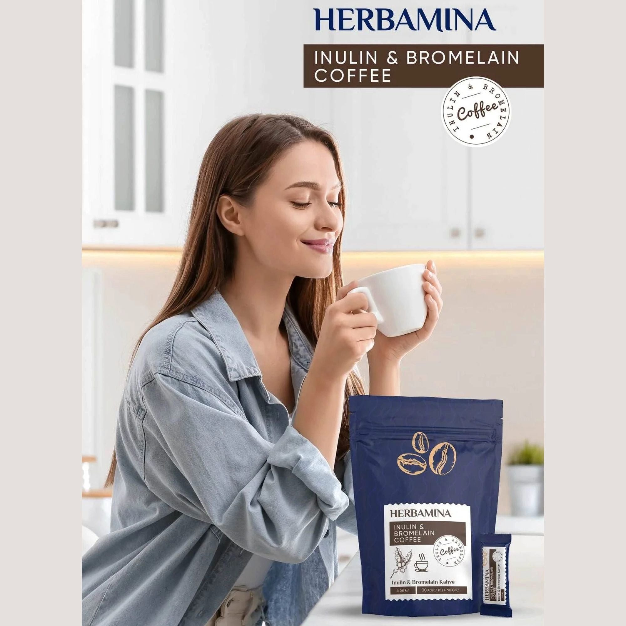 Herbamina Kaffee, Inulin & Bromelain Coffee 90g