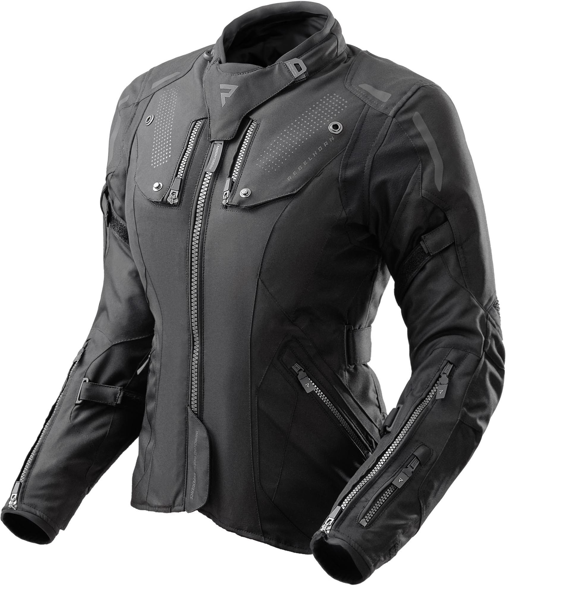 Rebelhorn Motorradjacke Hiker 4 wasserdichte Damen Motorrad Textiljacke Rückenprotektor enthalten,Verbindungsreißverschluss,Ellenbogenpro