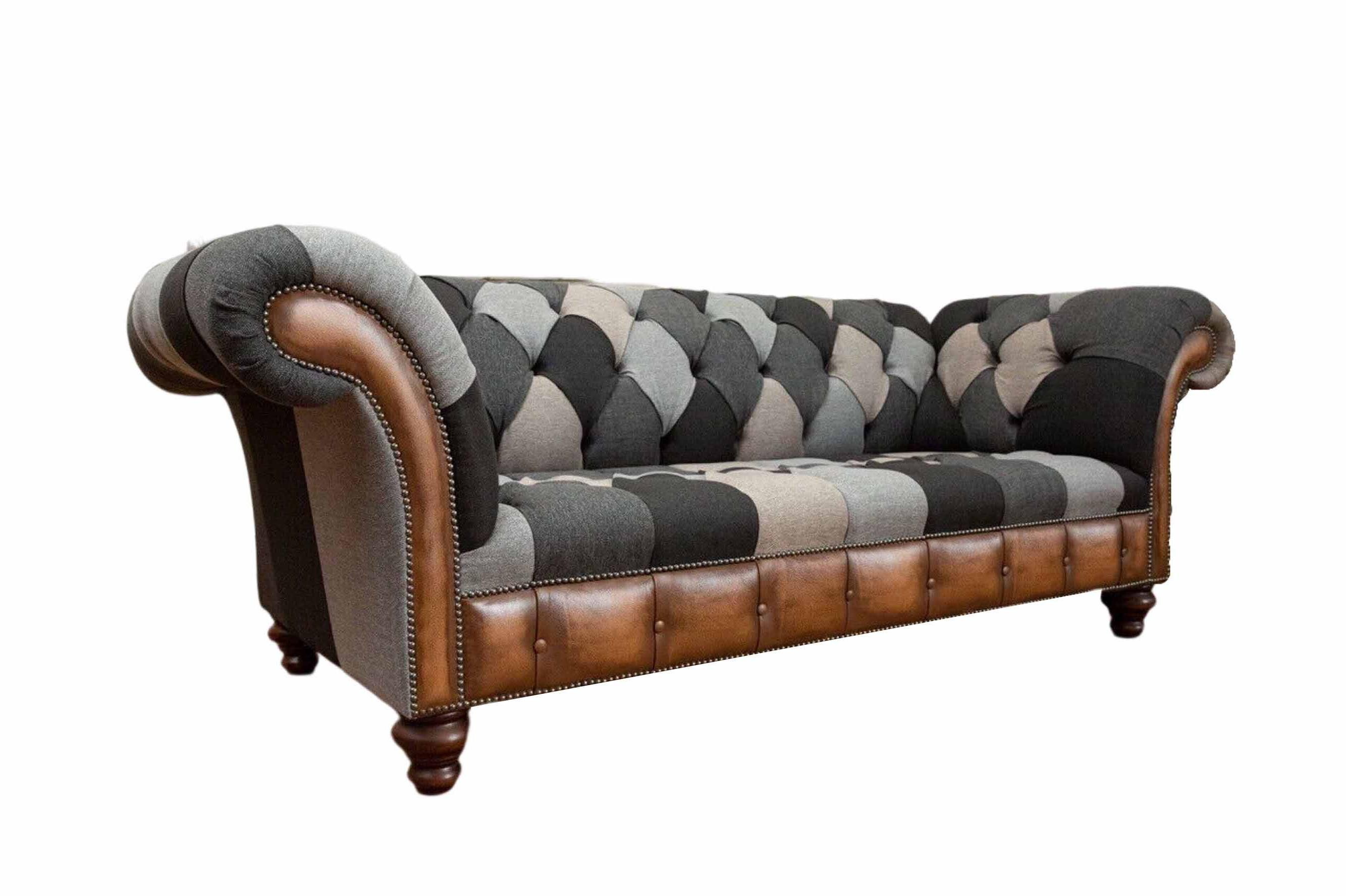 Xlmoebel Chesterfield-Sofa Stoffcouch im Chesterfield-Design für elegantes Wohnen, Hergestellt in Europa