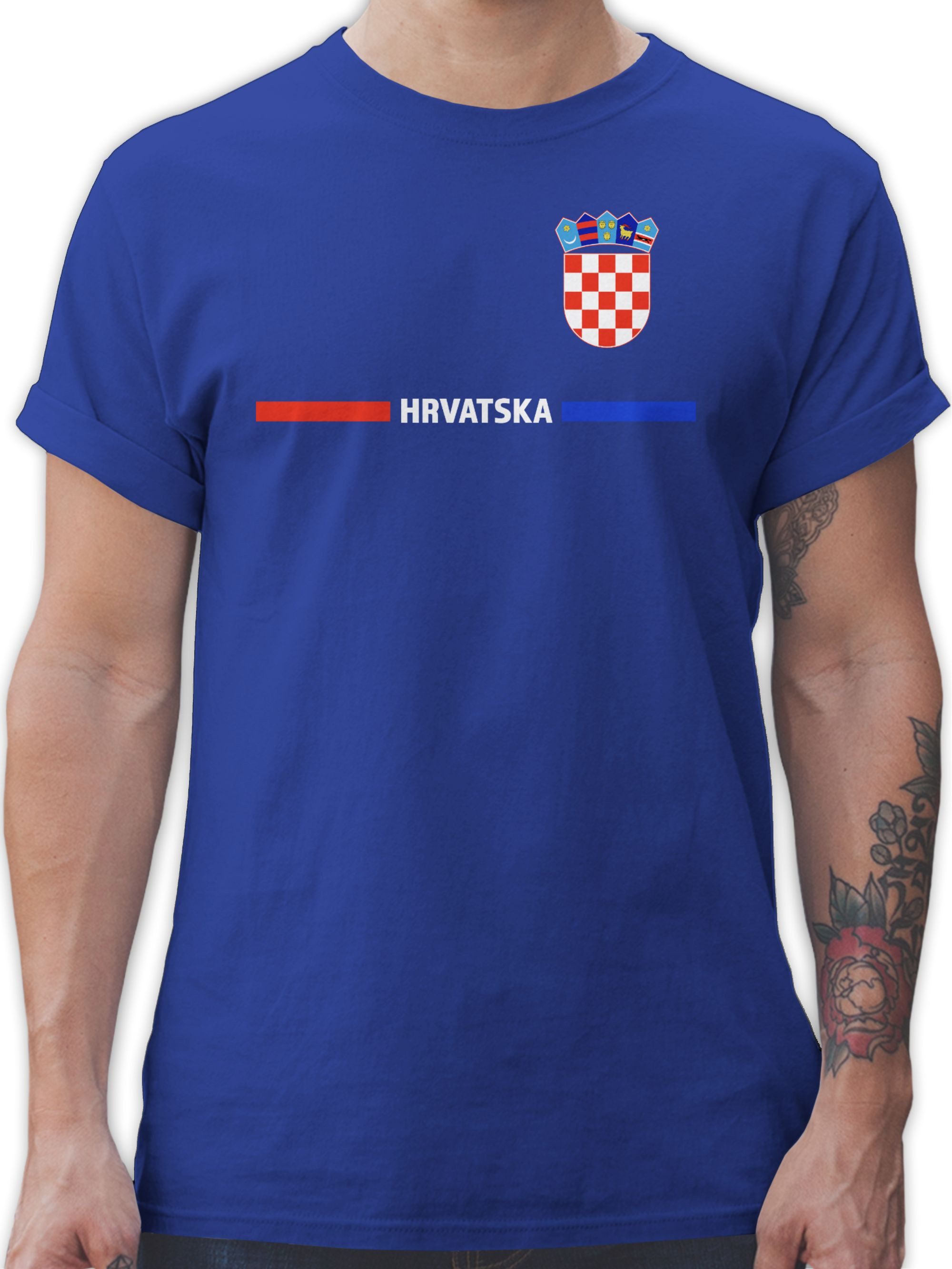 T-Shirt Kroatisches Trikot Wappen, Hrvatska mit Stolz, Hrvatska-Fans
