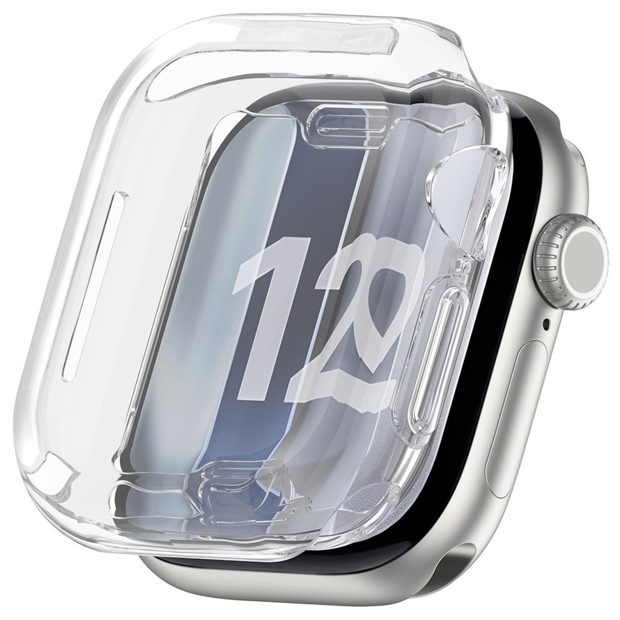 Wigento Smartwatch-Hülle TPU für Apple Watch Series 12 46mm Electroplated Cover Transparent, Full TPU Schutzhülle, nahtlose Passform