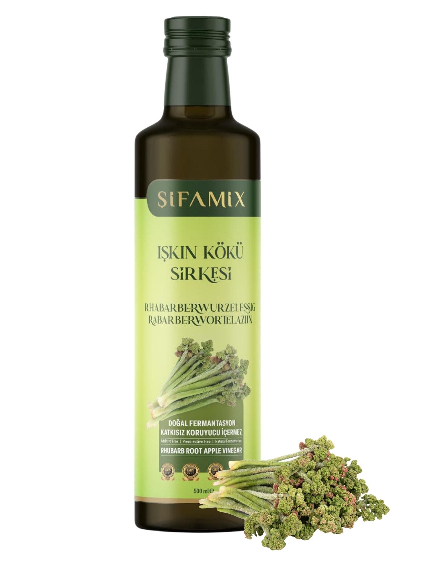 ADELSHOP Essig Sifamix Rhabarberwurzel-Essig - Traditionell Fermentiert & Pur, 500 ml