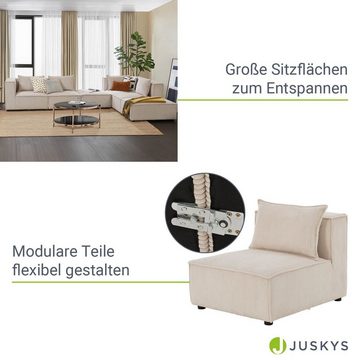 Juskys Wohnlandschaft Domas, 6 Teile, XXL, modulare Couch für Wohnzimmer, 2 Ottomanen, Armlehnen & Kissen