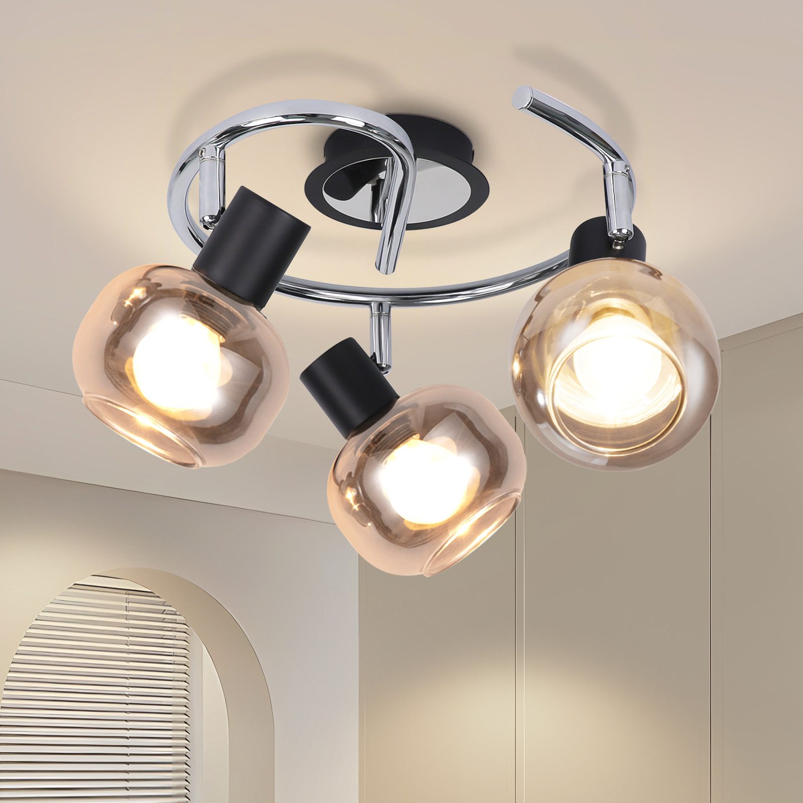 ZMH Deckenstrahler 2/3/4/6 Flammig E14 Rauchglas günstig online kaufen
