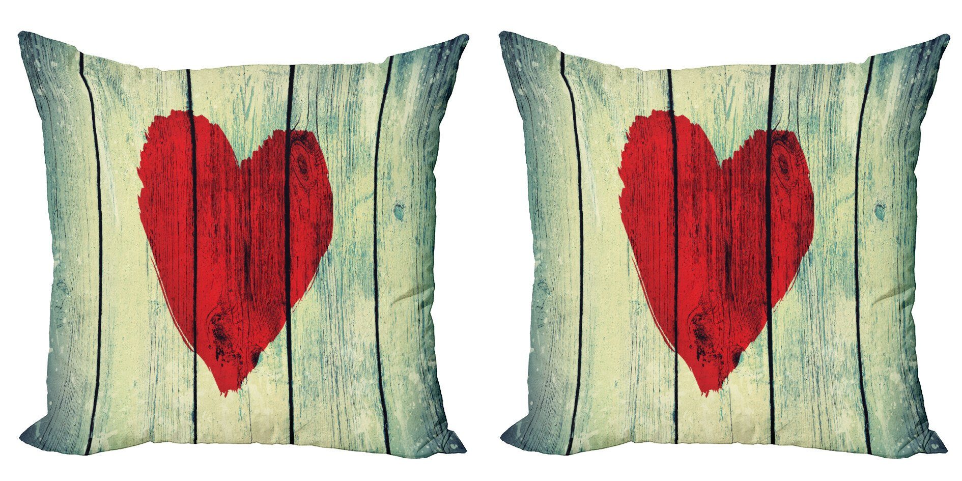 Doppelseitiger Kissenbezüge Abakuhaus Holzwand (2 Stück), Rustikal Herz Modern Accent Digitaldruck,