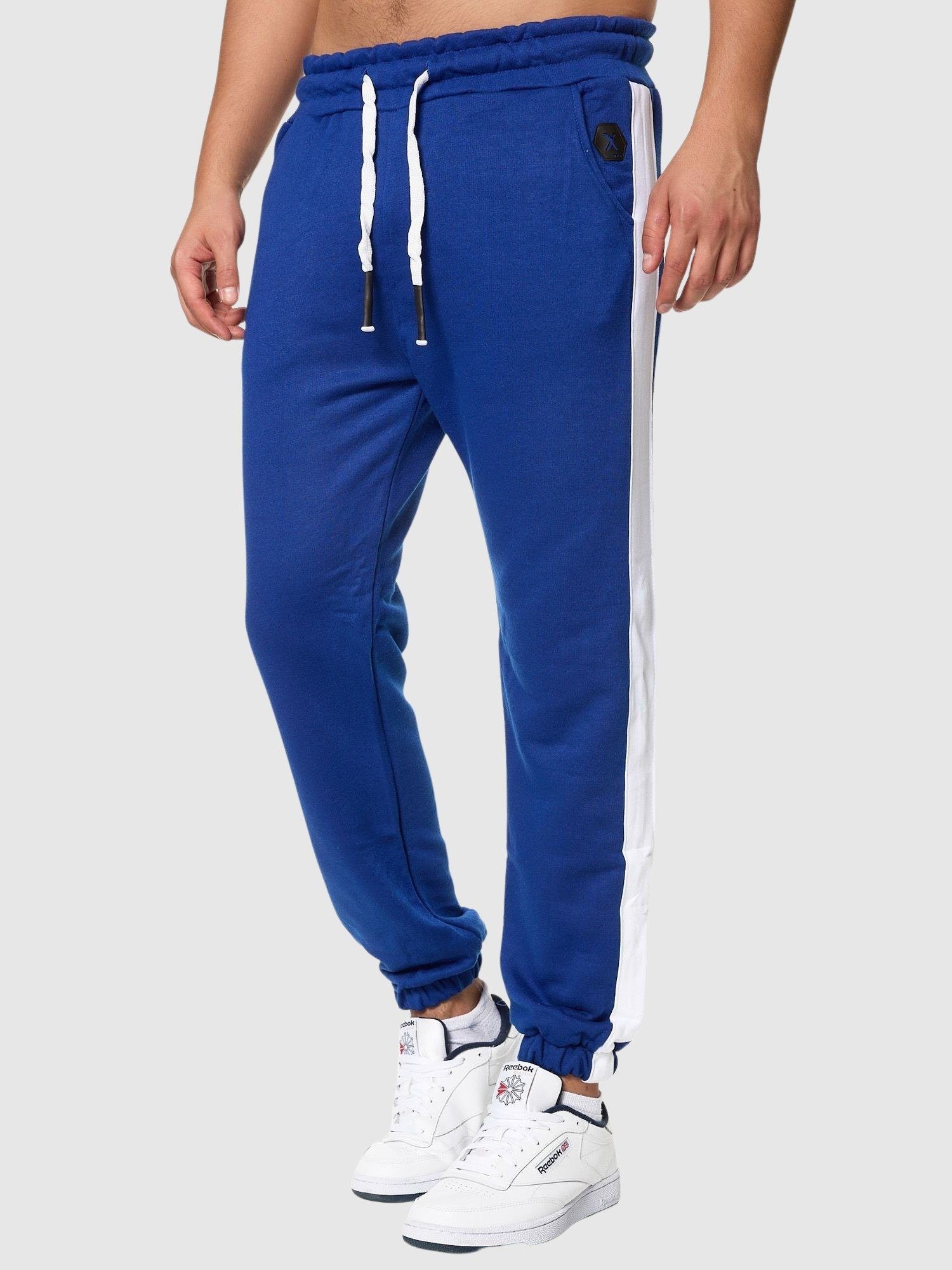 Jogginghose Sweatpants, hose Trainingshose Stripe Blau Sport Kayna Jogginghose John Sweatpants Fitness (Sporthose 1-tlg) Männer Freizeit Casual Trainingshose Herren