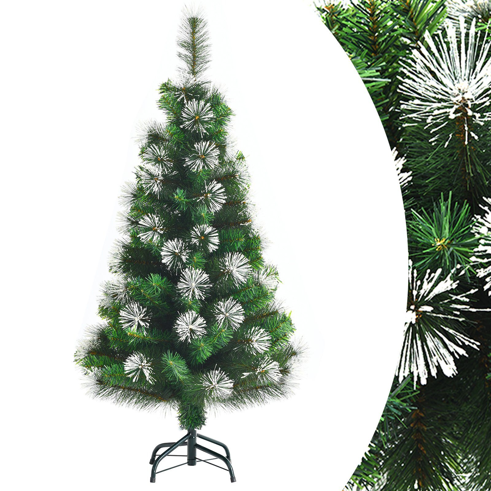 COSTWAY Künstlicher Weihnachtsbaum, Fichte, 120cm, 160 Zweige mit Schnee | Künstliche Weihnachtsbäume