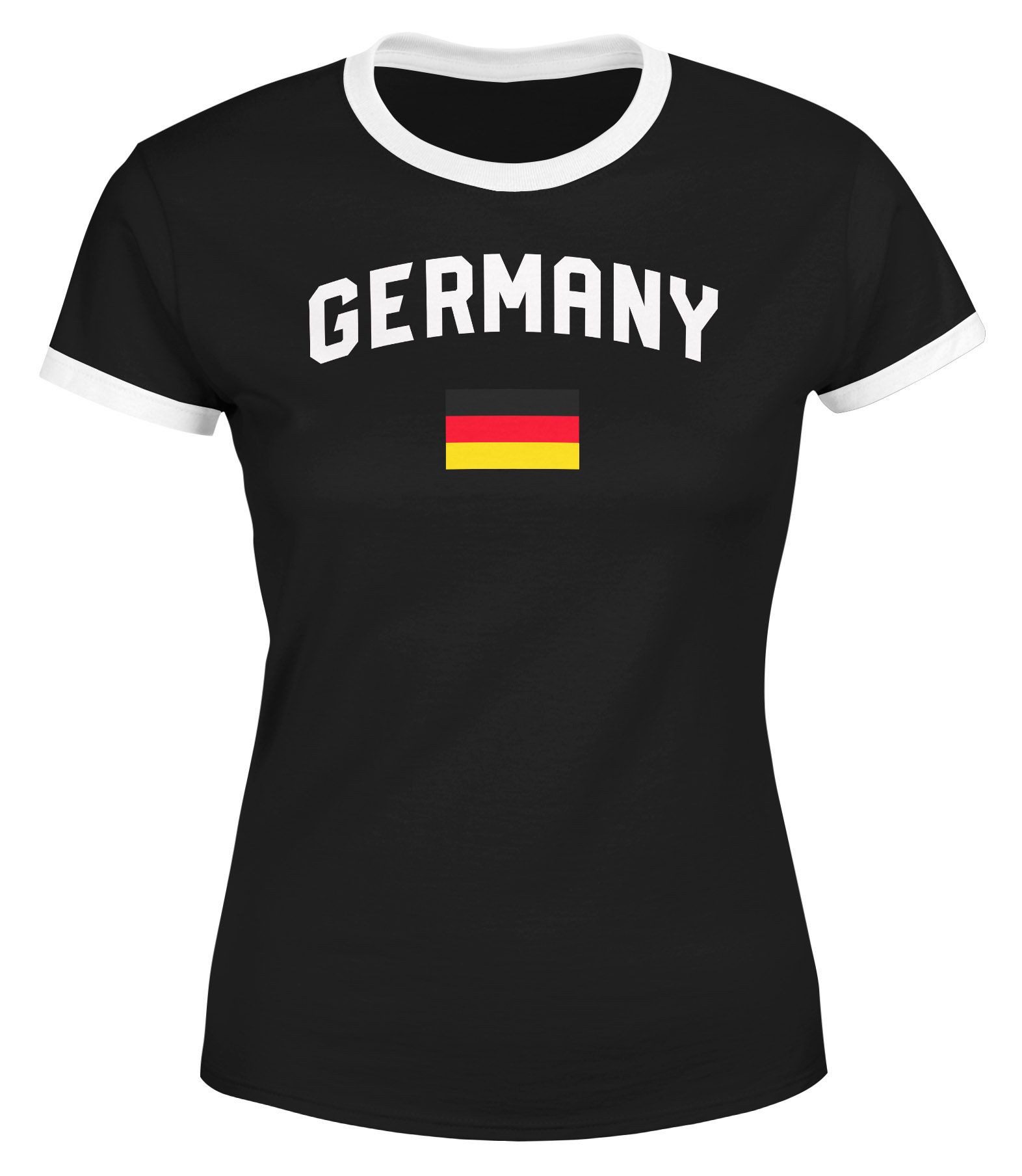 MoonWorks Print-Shirt Moonworks® Damen Deutschland Fan-Shirt T-Shirt Fußball WM EM Retro