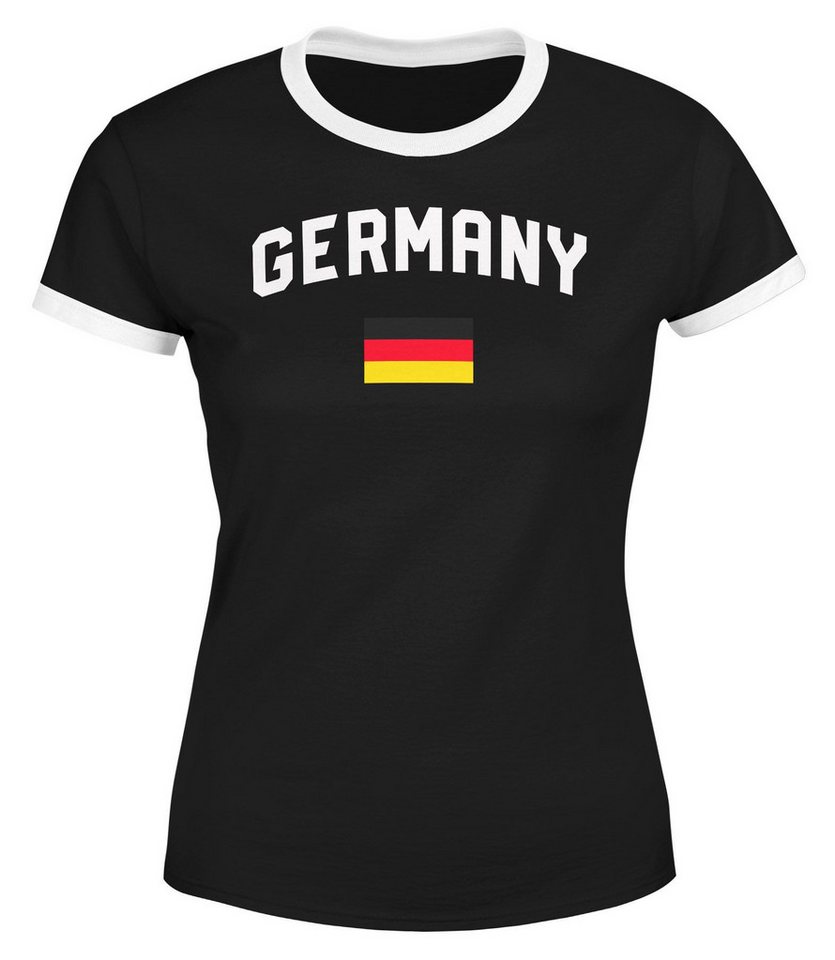 MoonWorks Print-Shirt Moonworks® Damen Deutschland Fan-Shirt T-Shirt Fußball WM EM Retro