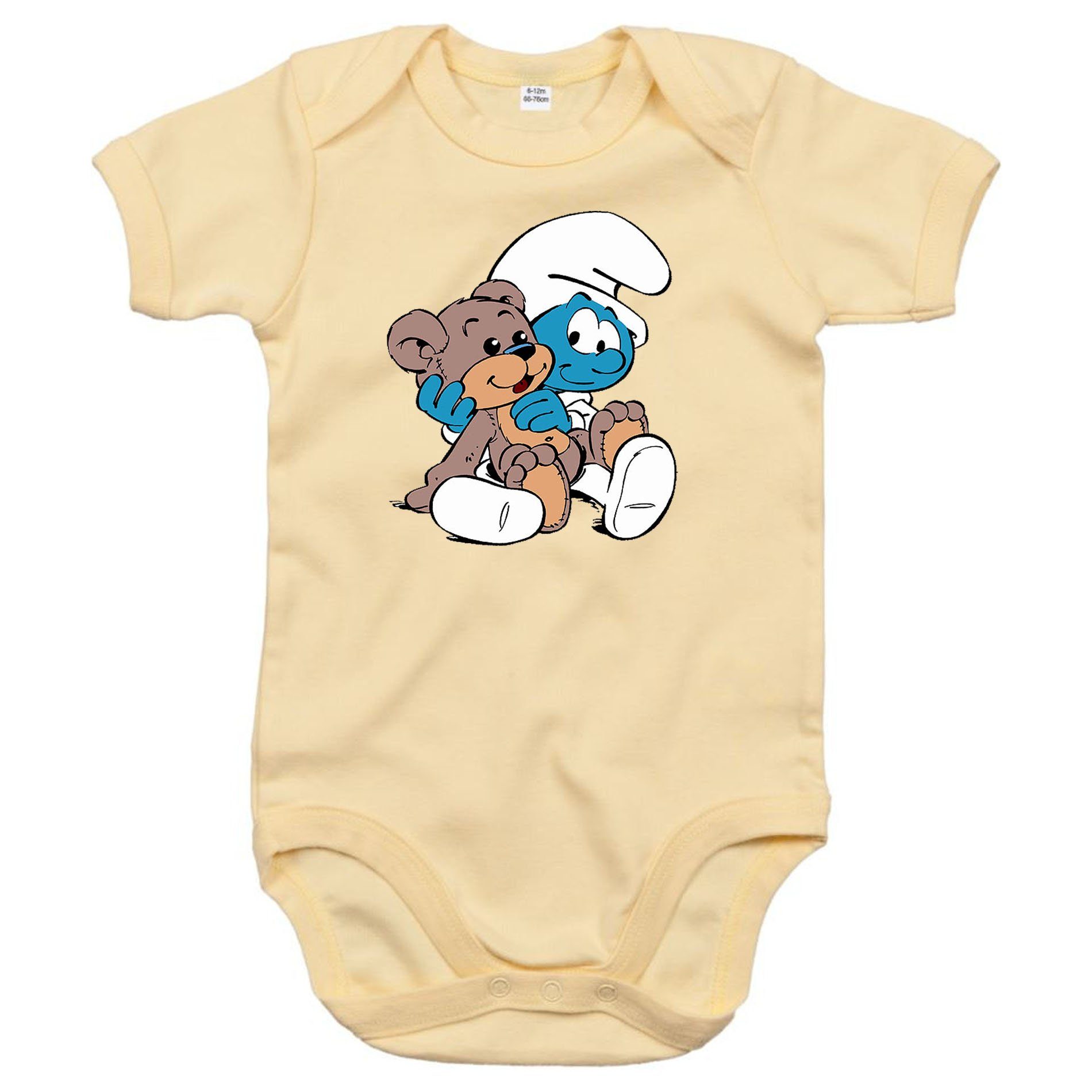 Blondie & Brownie Strampler Kinder Baby Babyschlumpf Schlümpfe Serie Teddybär Teddy Bär Schlumpf mit Druckknopf Beige