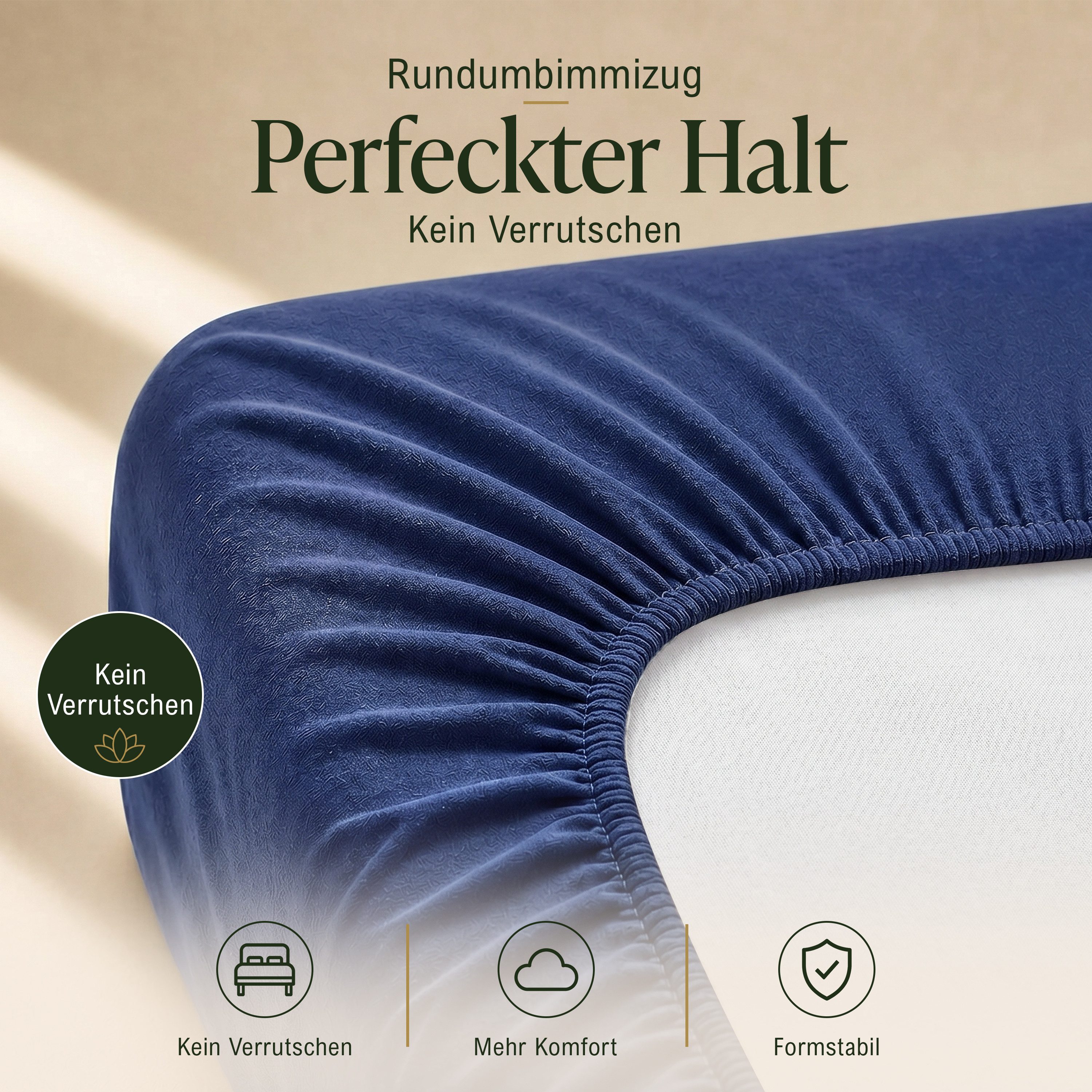 Malika Spannbettlaken aus 100% Baumwolle, 90-100x200, Navy-Blau, Jersey Baumwolle, Gummizug: Ja, (1 Stück), Allergikergeeignet, Pflegeleicht und Atmungsaktiv