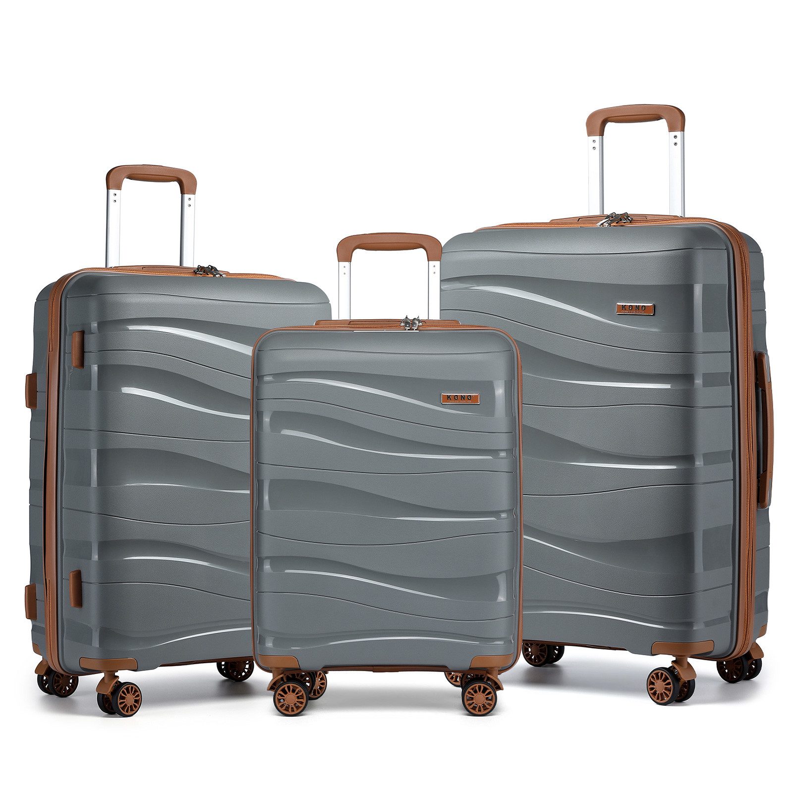 KONO Trolleyset 3-teiliges Reisekoffer-Set aus Polypropylen günstig online kaufen