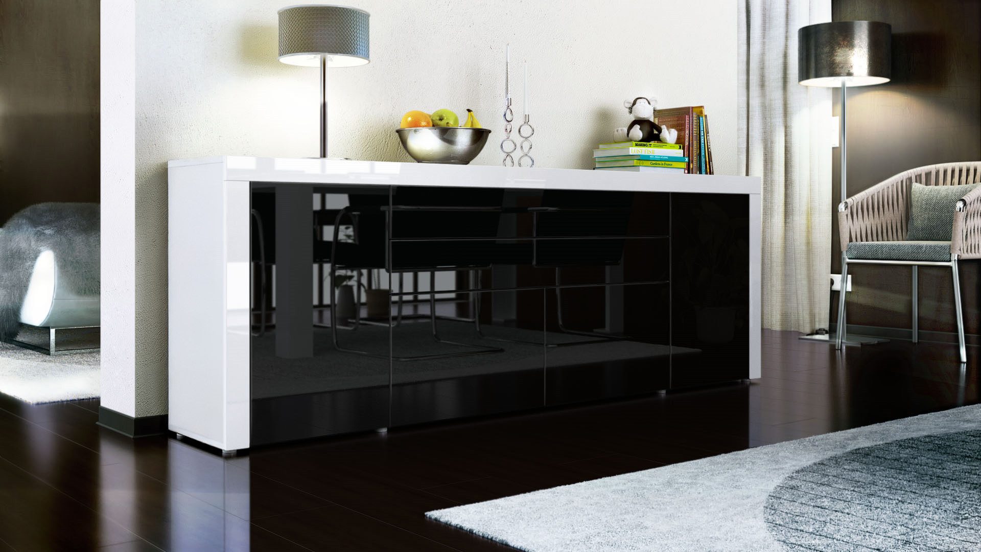 Vladon Sideboard La Paz V2 (Kommode mit 2 Türen, 2 Schubkästen und 2 Klappe günstig online kaufen