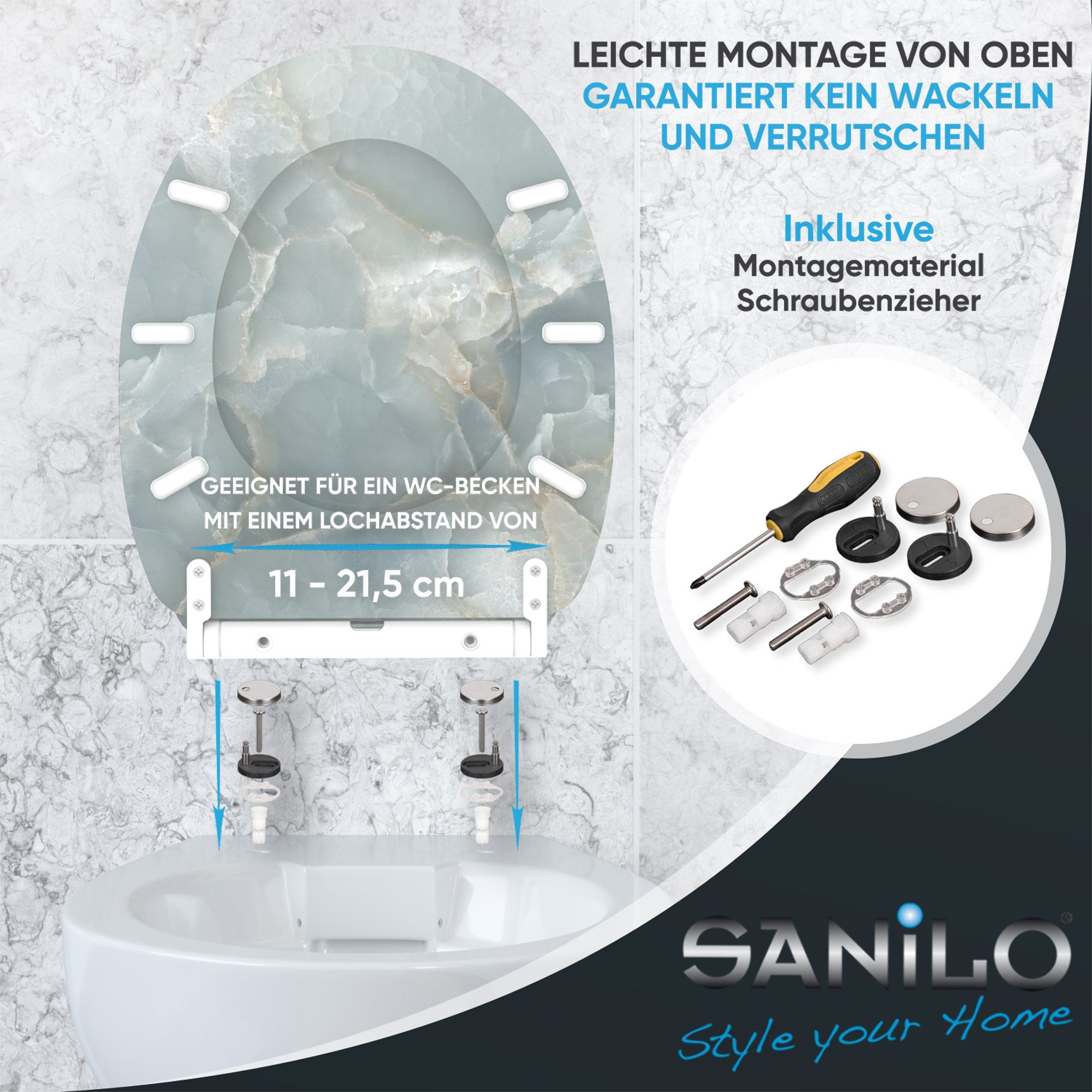 Sanilo WC-Sitz mit Absenkautomatik & Top Fix in vielen Designs, hochwertig, abnehmbar, leichte Montage von oben, mit Schraubenzieher – Bild 5 von 5