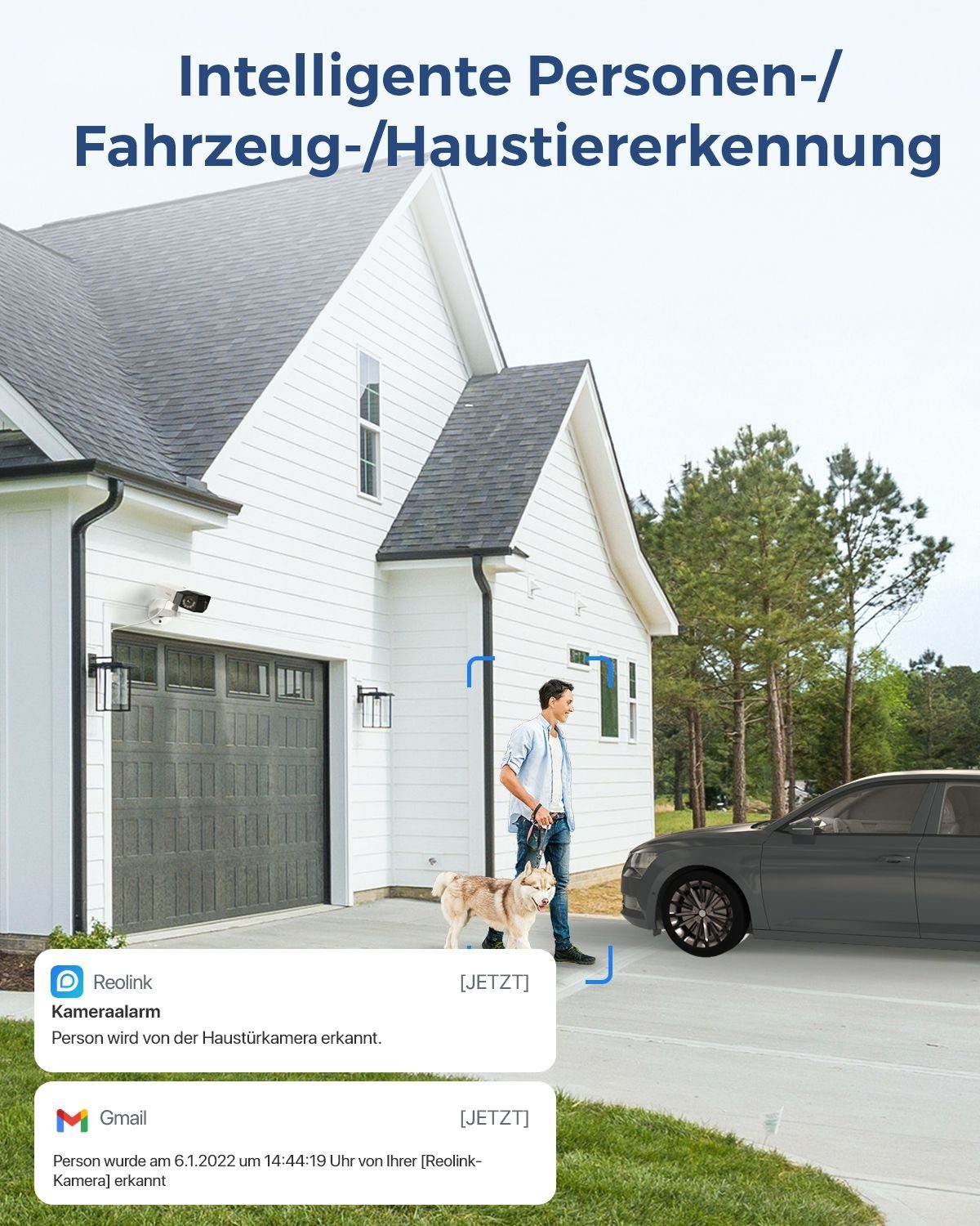 Reolink Überwachungskamera Duo 8MP Smarte PoE (Outdoor, Set, Dual-Lens, 180° Sichtwinkel, Person/Fahrzeug/Tier-Erkennung, Farb-Nachtsicht, Zwei-Wege-Audio, Wass – Bild 4 von 5