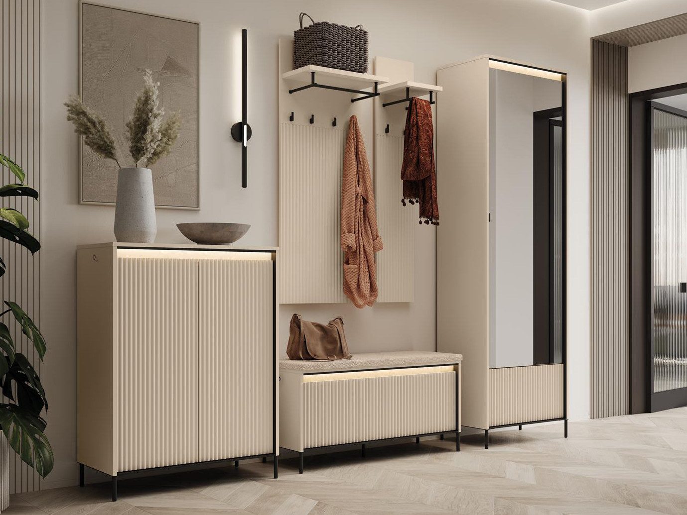 Compleo Garderoben-Set mit Lamellen, (Kleiderschrank, Kleiderbügel, günstig online kaufen