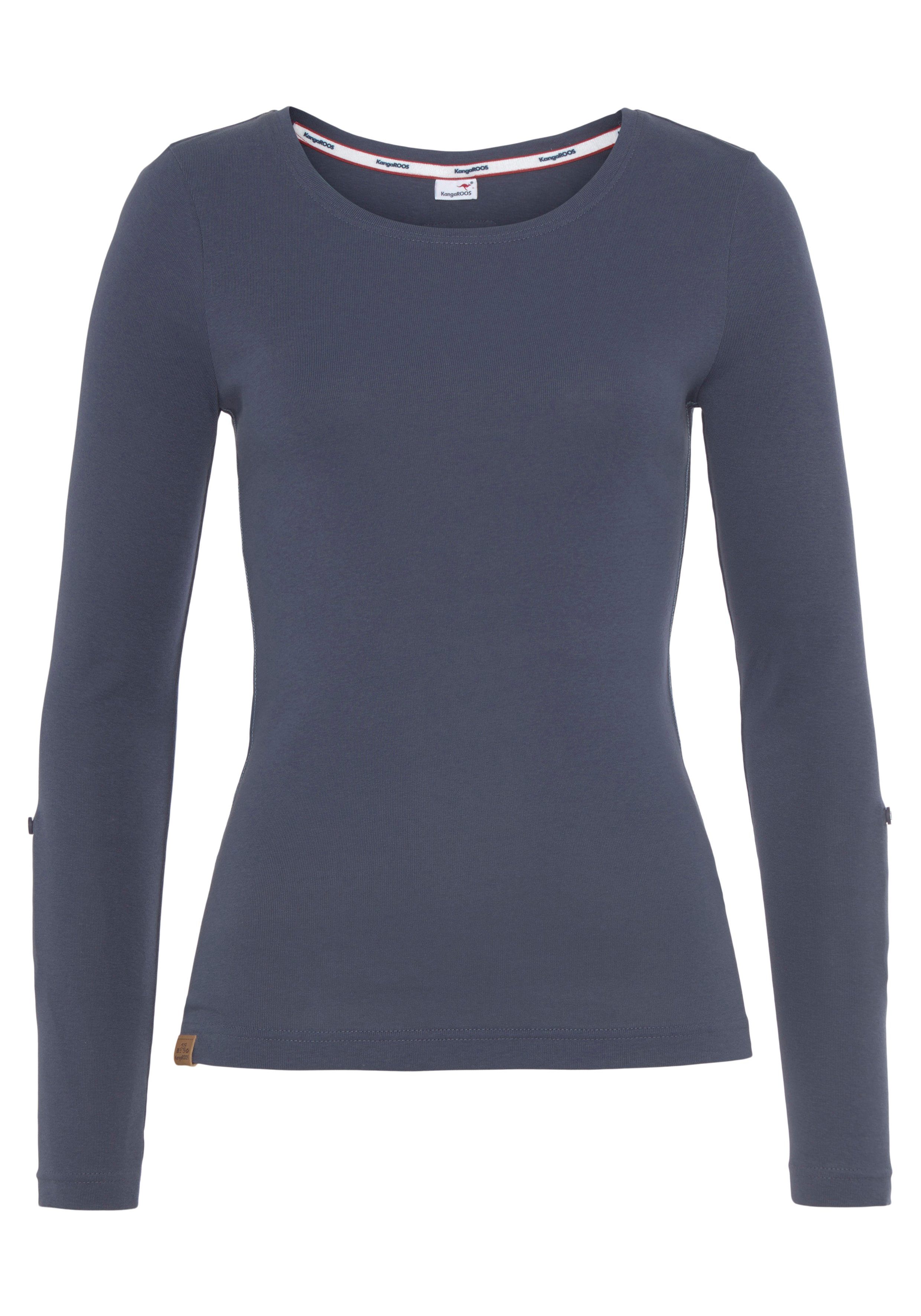 KangaROOS Langarmshirt mit Krempelärmeln, sehr figurbetont, aus Rippware. Reduzierter Preis € 10,06. Unverbindliche Preisempfehlung € 19,99