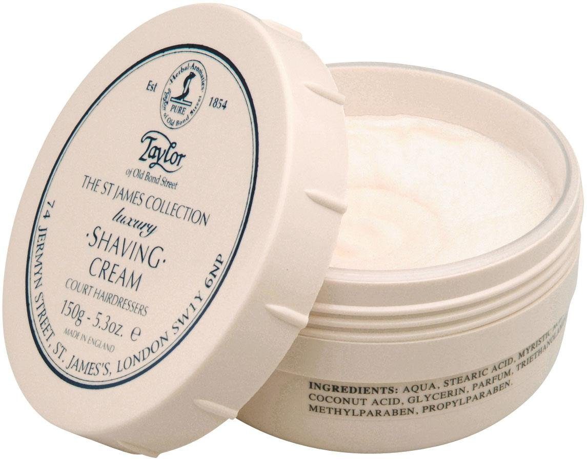 Taylor of Old Bond Street Rasiercreme Shaving Cream St James Lux- Collection, Sahnig-cremiger Schaum mit feuchtigkeitsspendendem Duft.