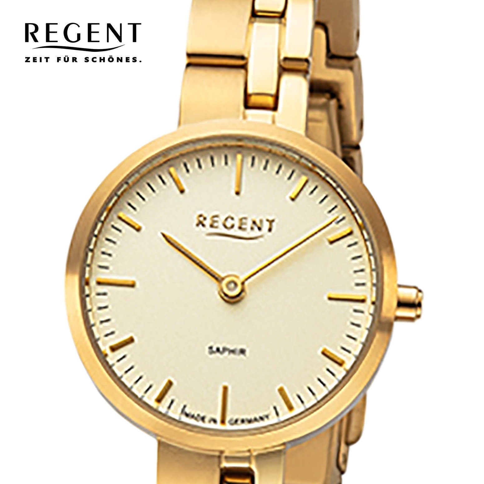 Regent Quarzuhr Regent 26mm), Analoganzeige, (ca. Titanbandarmband rund, Damen Damen Armbanduhr Armbanduhr klein