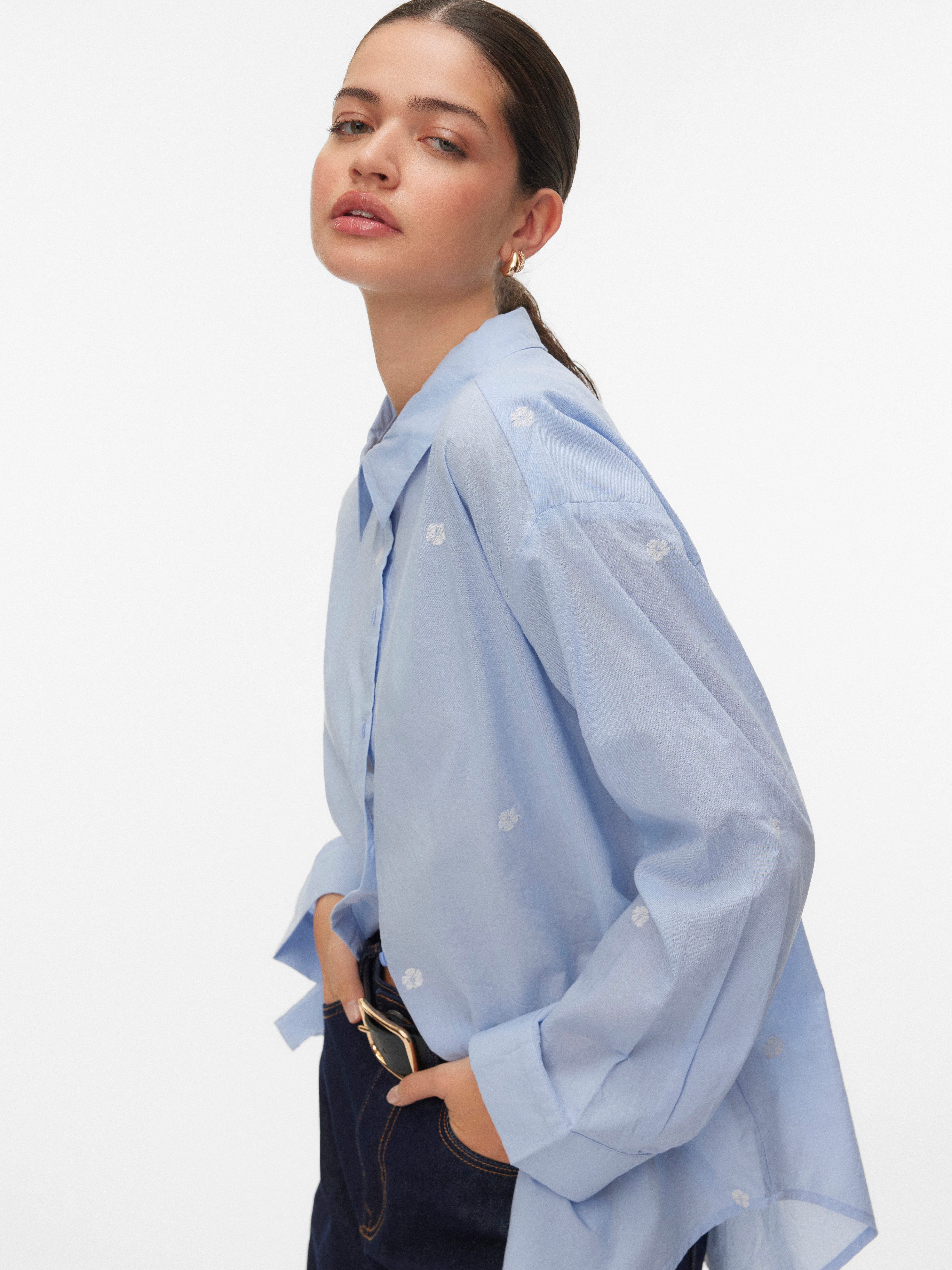 Vero Moda Langarmbluse VMODONA LS SHIRT WVN NOOS Baumwolle, regular fit
