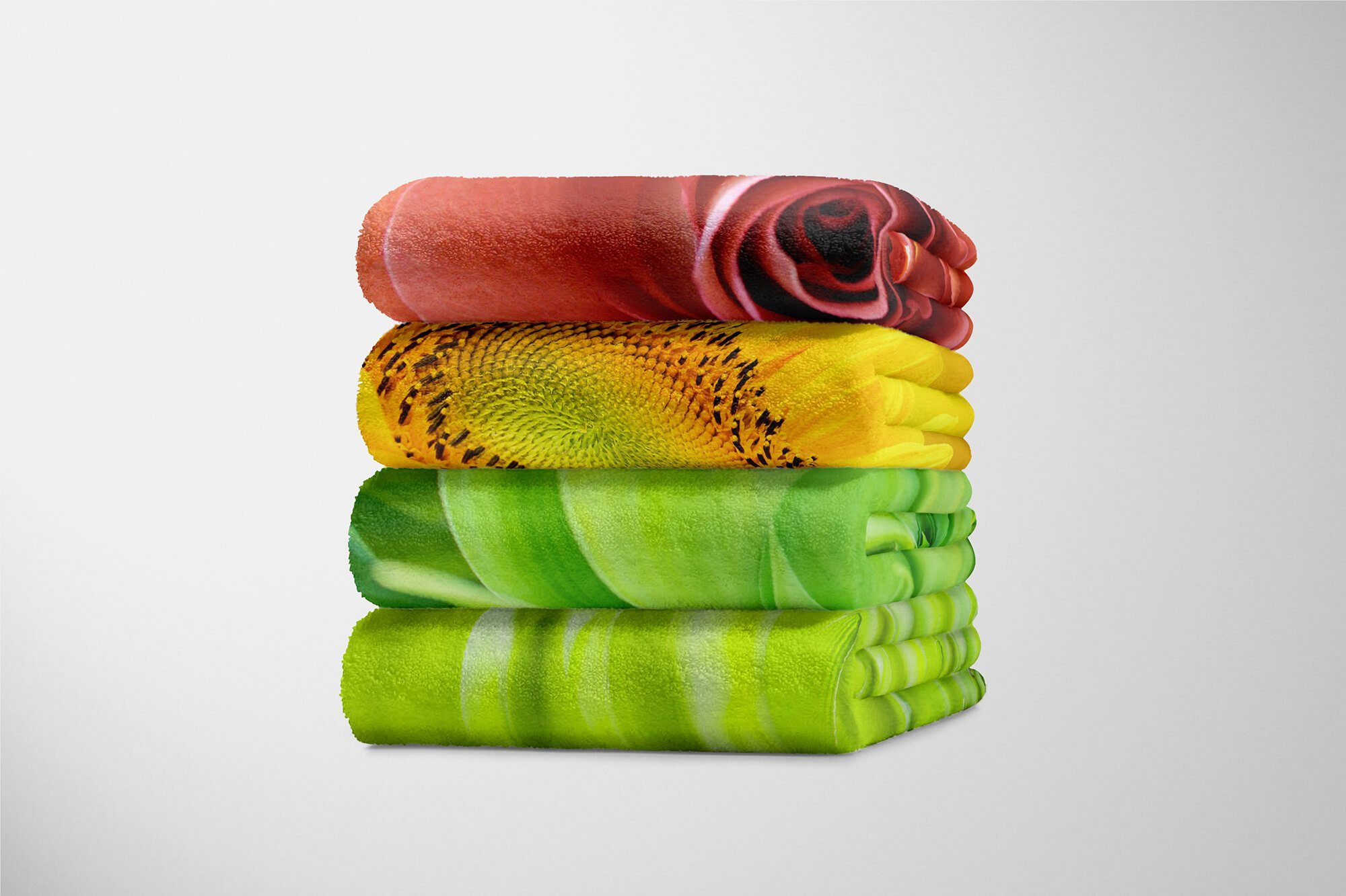 Handtuch mit Pflanze Grüne Baumwolle-Polyester-Mix Kuns, Handtuch Strandhandtuch Sinus Handtücher Kuscheldecke Fotomotiv Art (1-St), Saunatuch