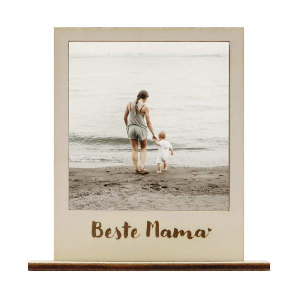 WANDStyle Bilderrahmen für Polaroid, aus Holz mit Gravur "Beste Mama", ideale Sofortbild-Rahmung