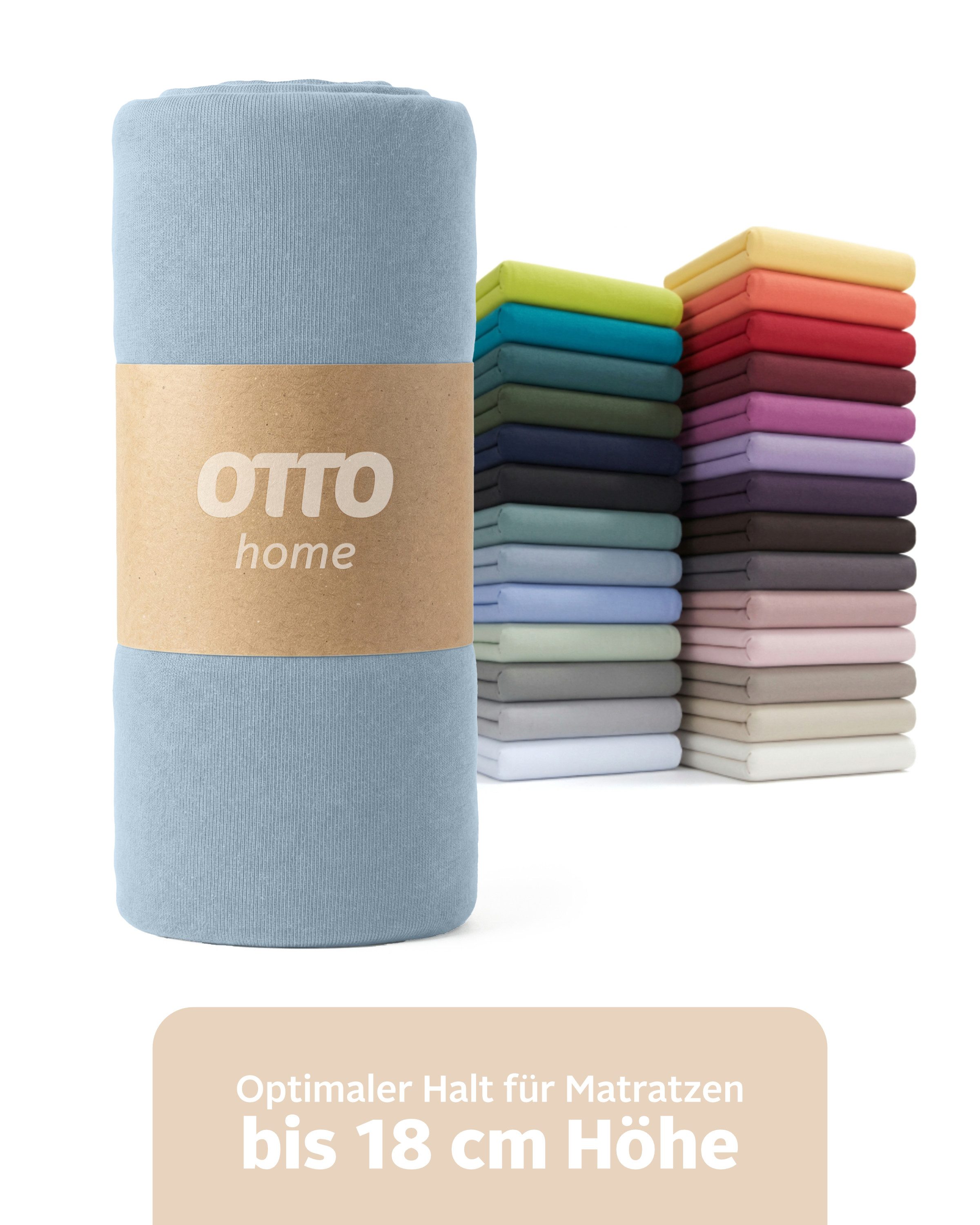 OTTO home Spannbettlaken Physalis Basic und PREMIUM Qualität, 100% Baumwolle, Jersey und Biber, Jersey (110 g/m), Gummizug: rundum, (1 Stück), Bettlaken für Matratzen bis 18 cm Höhe, Spannbetttuch, Laken