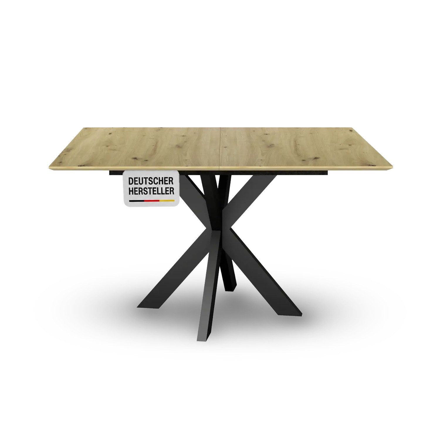 Storado Esstisch Big System Metall Stern 140–210×90cm, Esszimmertisch, Ausziehbar von 140 auf 190cm mit Synchronauszug und Stern-Gestell