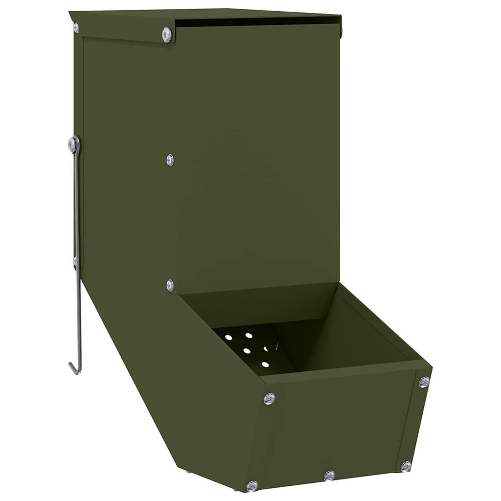 vidaXL Futterspender Kaninchenfütterer Olivgrün 12,5 x 26 x 28,5 cm 1 kg