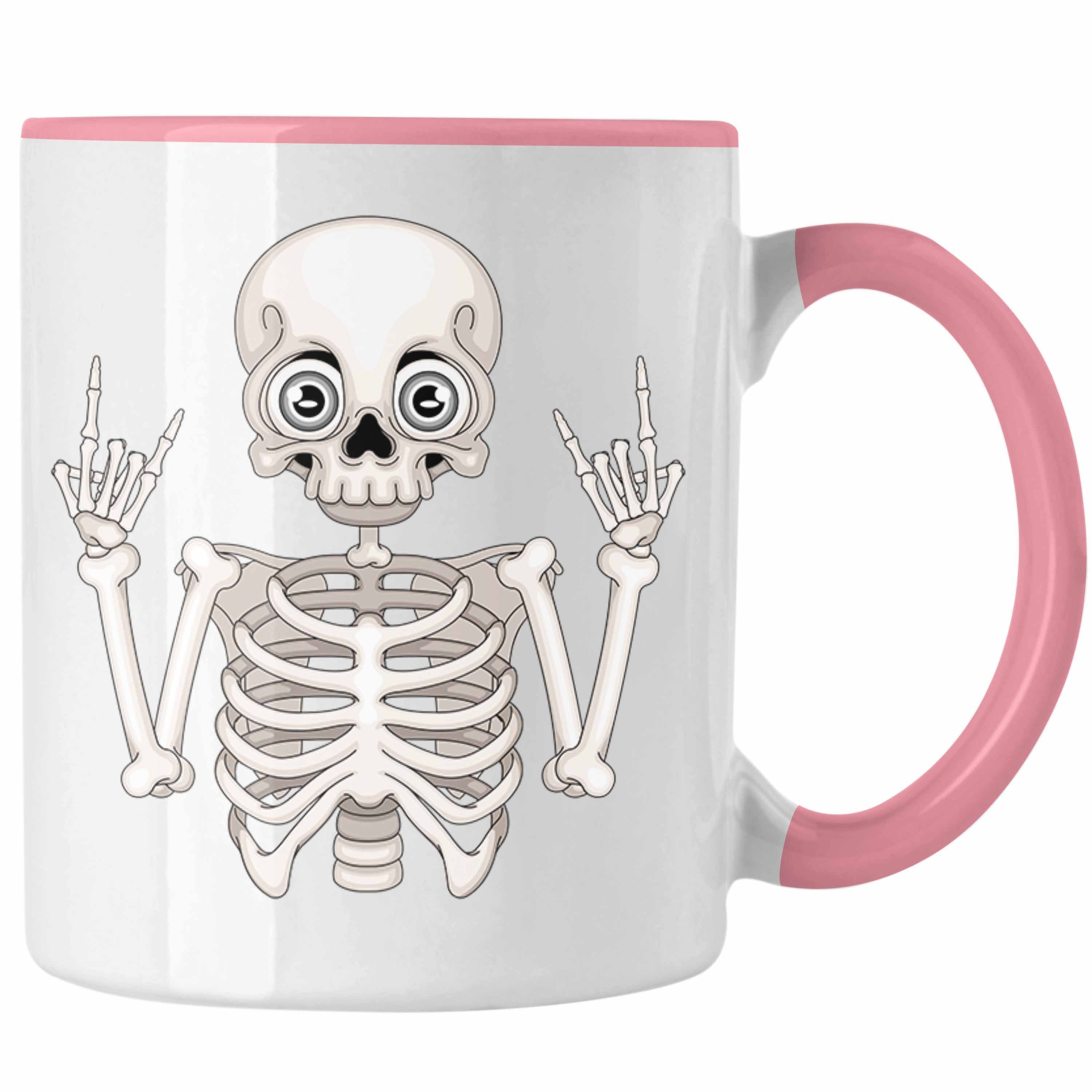 Tasse Tasse Lustige Rosa Roll Geschenkidee Tasse Trendation n Fans: Skelett Rock