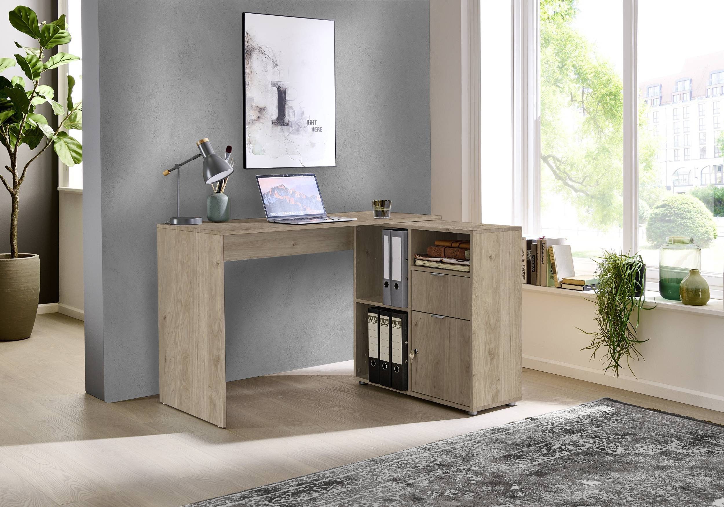 BMG Möbel Eckschreibtisch LENI (Schreibtischplatte mit Regal), Breite 110 c günstig online kaufen