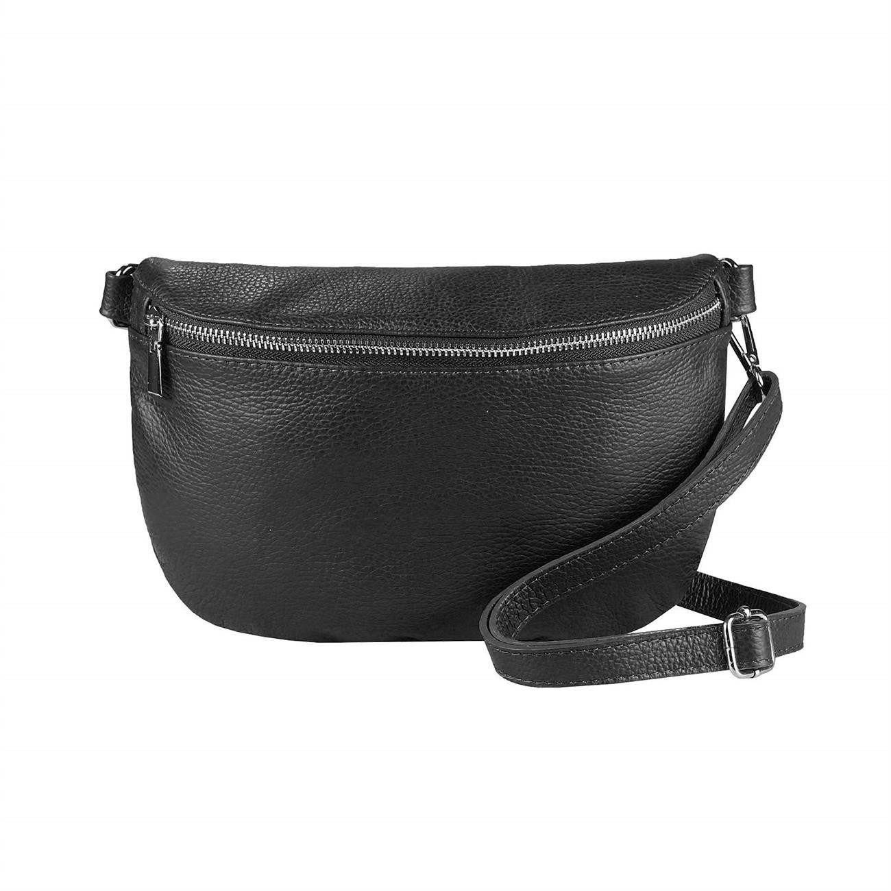 ITALYSHOP24 Bauchtasche Made in Italy Damen Leder Bauch- Gürteltasche CrossOver Body Bag Handy, Schultertasche Umhängetasche Hüfttasche, leicht & Elegant, Echtleder