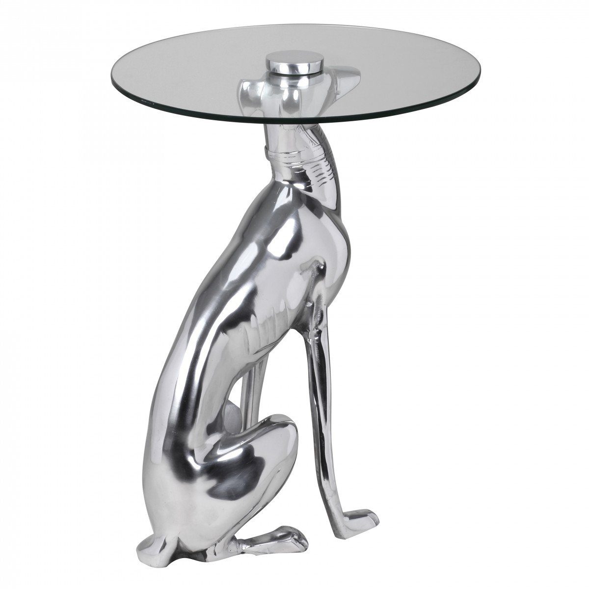 Beistelltisch aus Silber DOG Design Figur Aluminium Deko Silber, Design möbelando Figur Farbe DOG aus Deko Farbe Beistelltisch Aluminium Beistelltisch