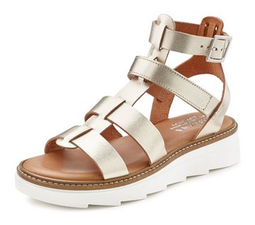 LASCANA Sandale Sandalette, Sommerschuh aus Leder mit leichter Plateausohle