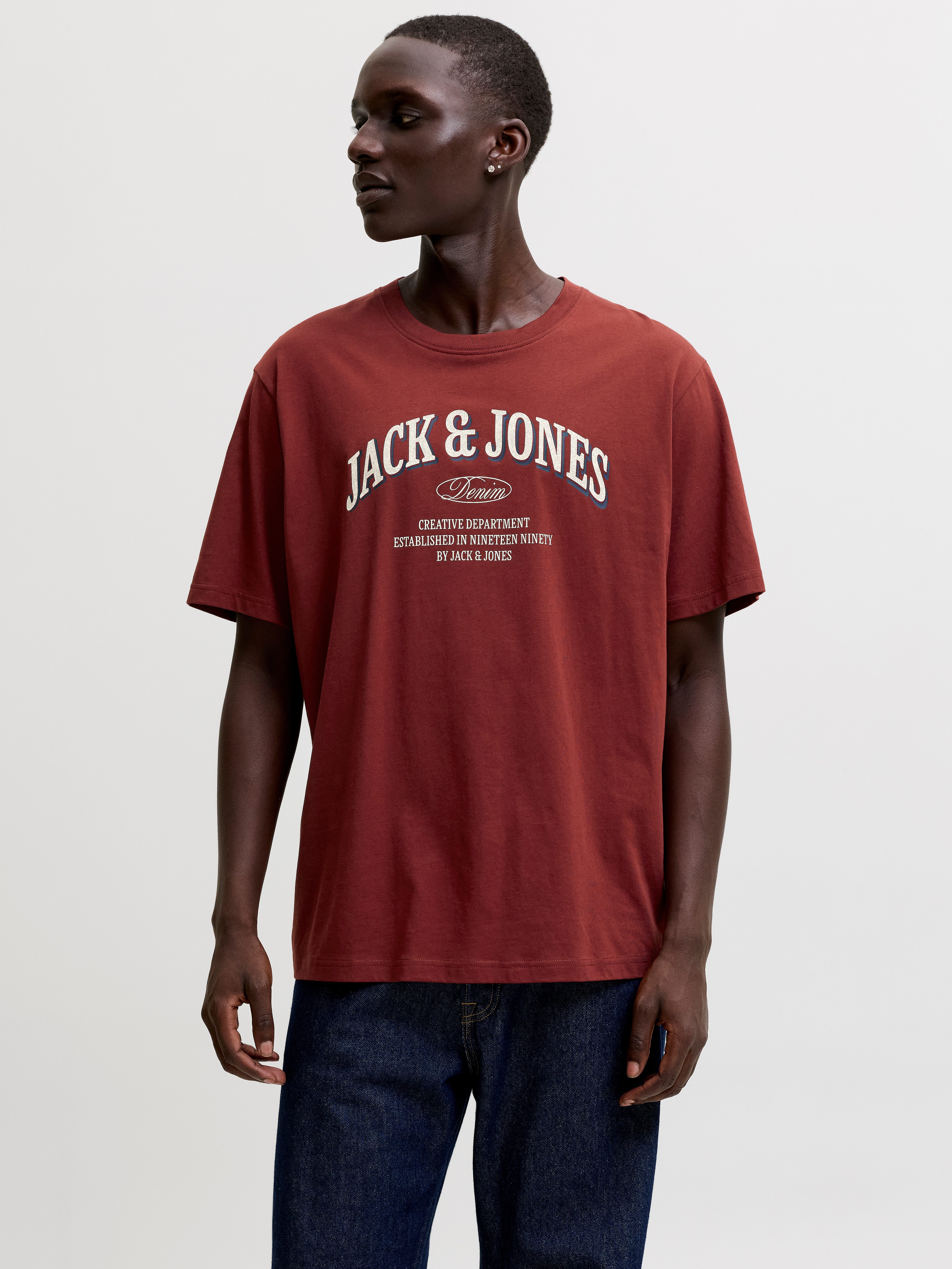 Jack & Jones T-Shirt JJEDENVER LOGO TEE SS O-NECK SN Baumwolle, relaxed fit