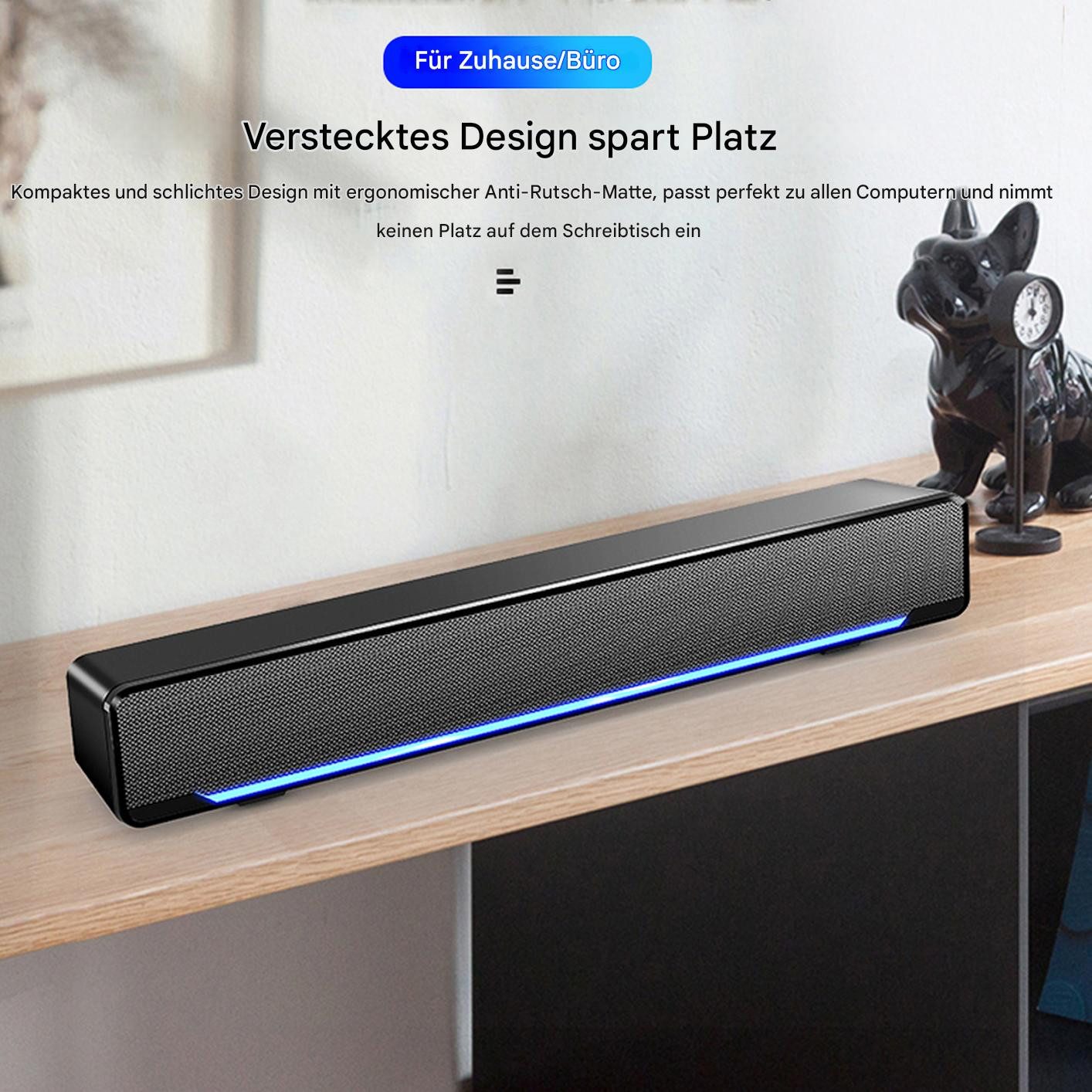 GARRYFIZH TV Speaker kompakte Soundbar USB Soundbar (3 W, Lautsprecher Stereo-Subwoofer)