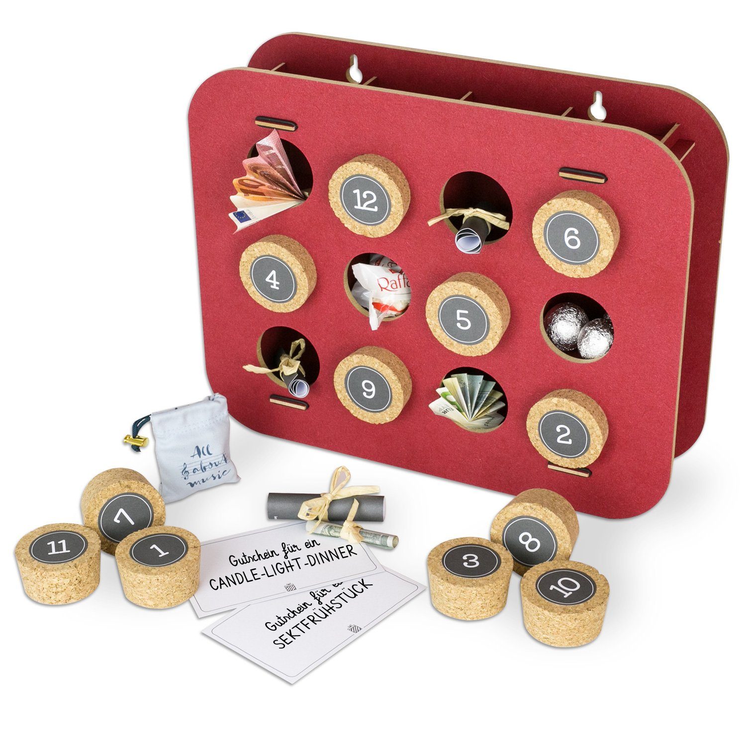 SURPRISA Kalender zum Selbstbasteln Geschenk-Kalender mit 12 Fächern zum Geburtstag, Geburt oder Hochzeit, Kreative Geschenkverpackung für individuelle Geschenke