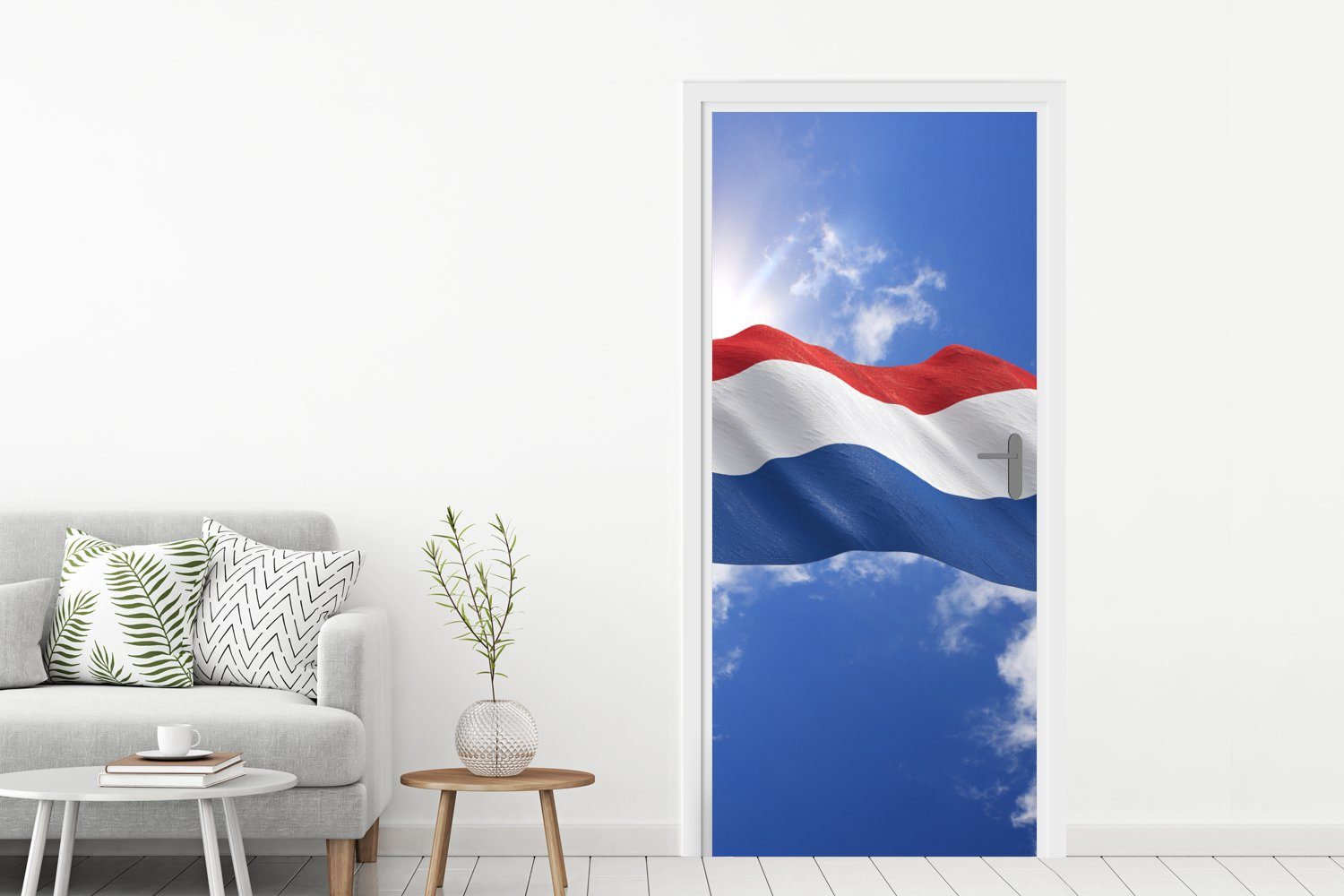 MuchoWow Türtapete Die (1 Niederlande weht Himmel, 75x205 Türaufkleber, St), Flagge für cm Tür, Fototapete Matt, der am bedruckt