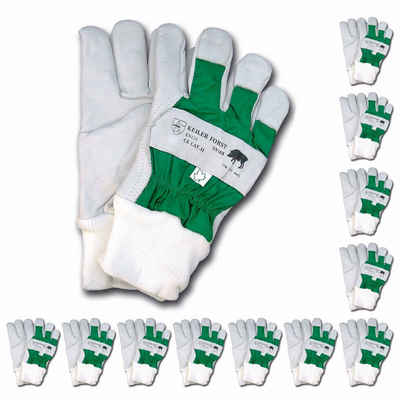 Keiler Forst Mechaniker-Handschuhe Schutzhandschuh Keiler Forst 12 Paar Forsthandschuh, Leder, Pulsschutz (Set)