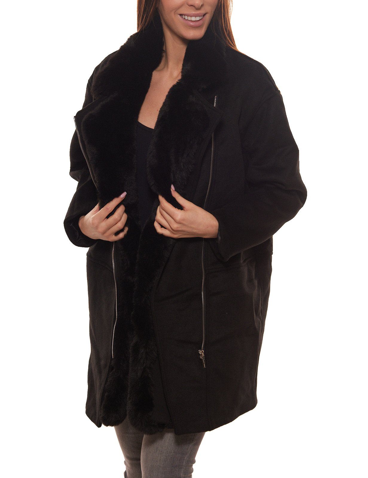CHATTAWAK Langjacke »CHATTAWAK Mantel eleganter Damen Winter-Jacke mit  abknöpfbarem Innenfell Jacke für kalte Tage Schwarz« online kaufen | OTTO