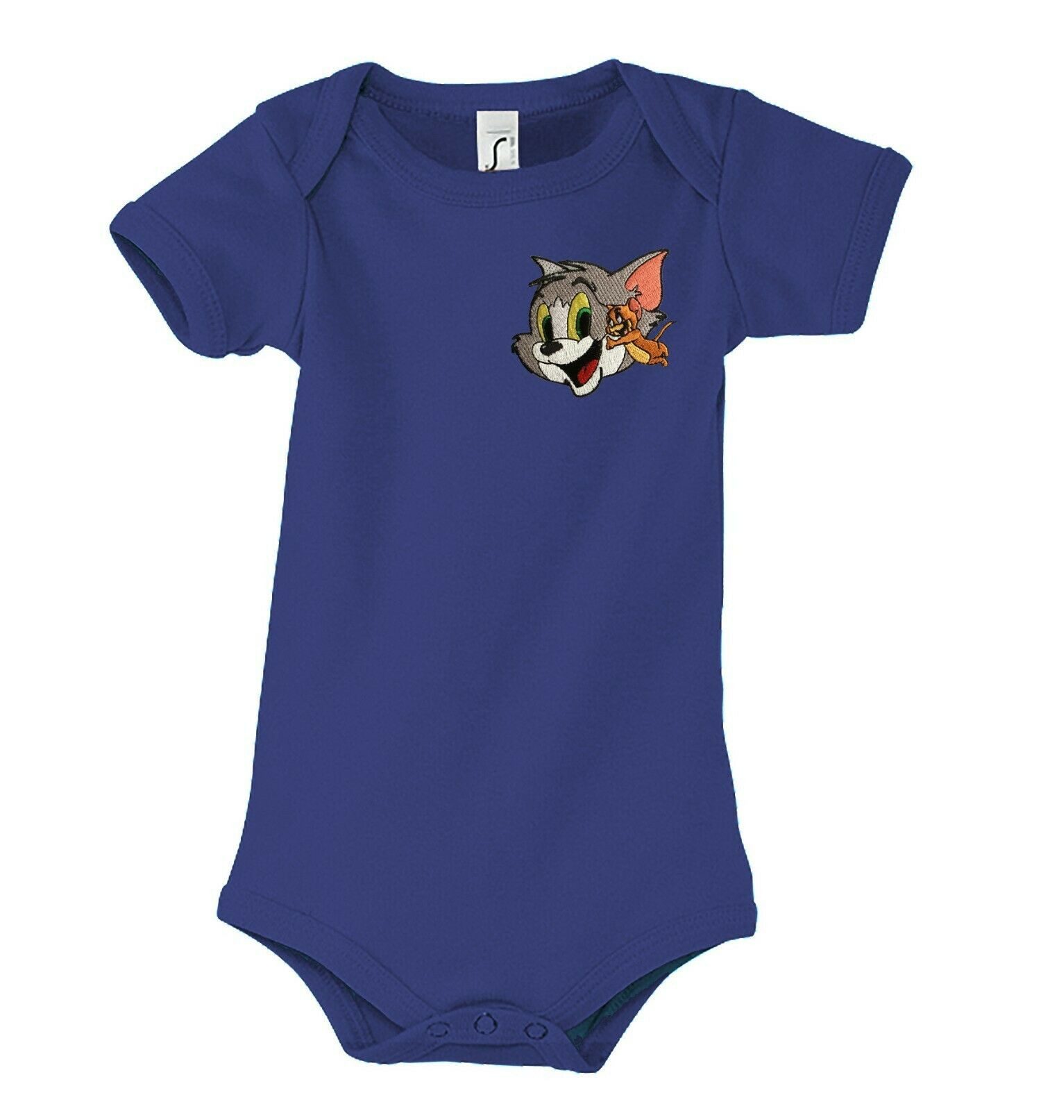 Blondie & Brownie Strampler Baby Body Tom und Jerry Katz Maus Retro Comic Baumwolle Druckknöpfen (Einzelstück, Einzelartikel) ComicPatch KatzMaus Babybody ClassicFit