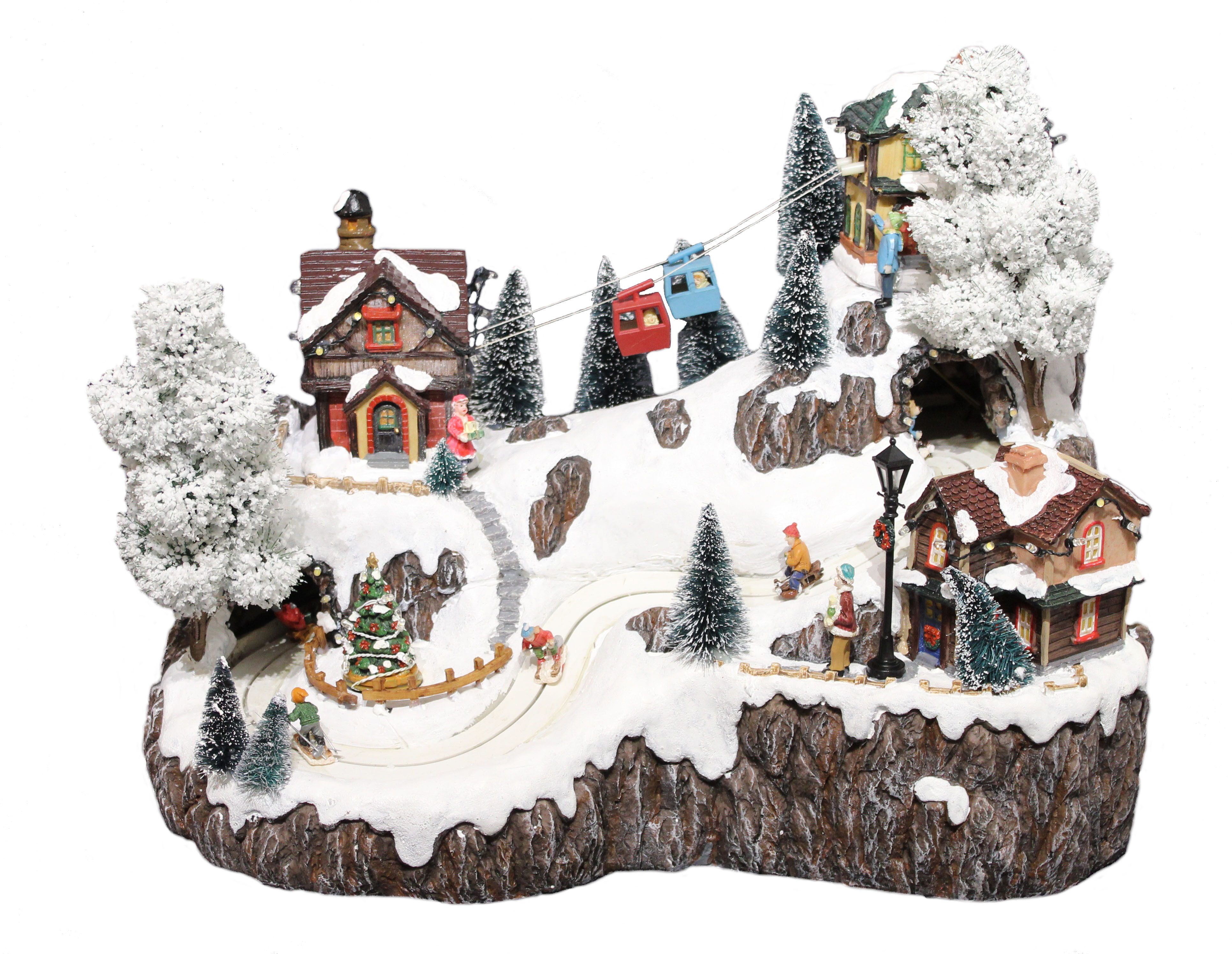 G. Wurm GmbH&Co KG Winterlandschaft Winterszene Seilbahn & Skifahrer mit Beleuchtung und Musik