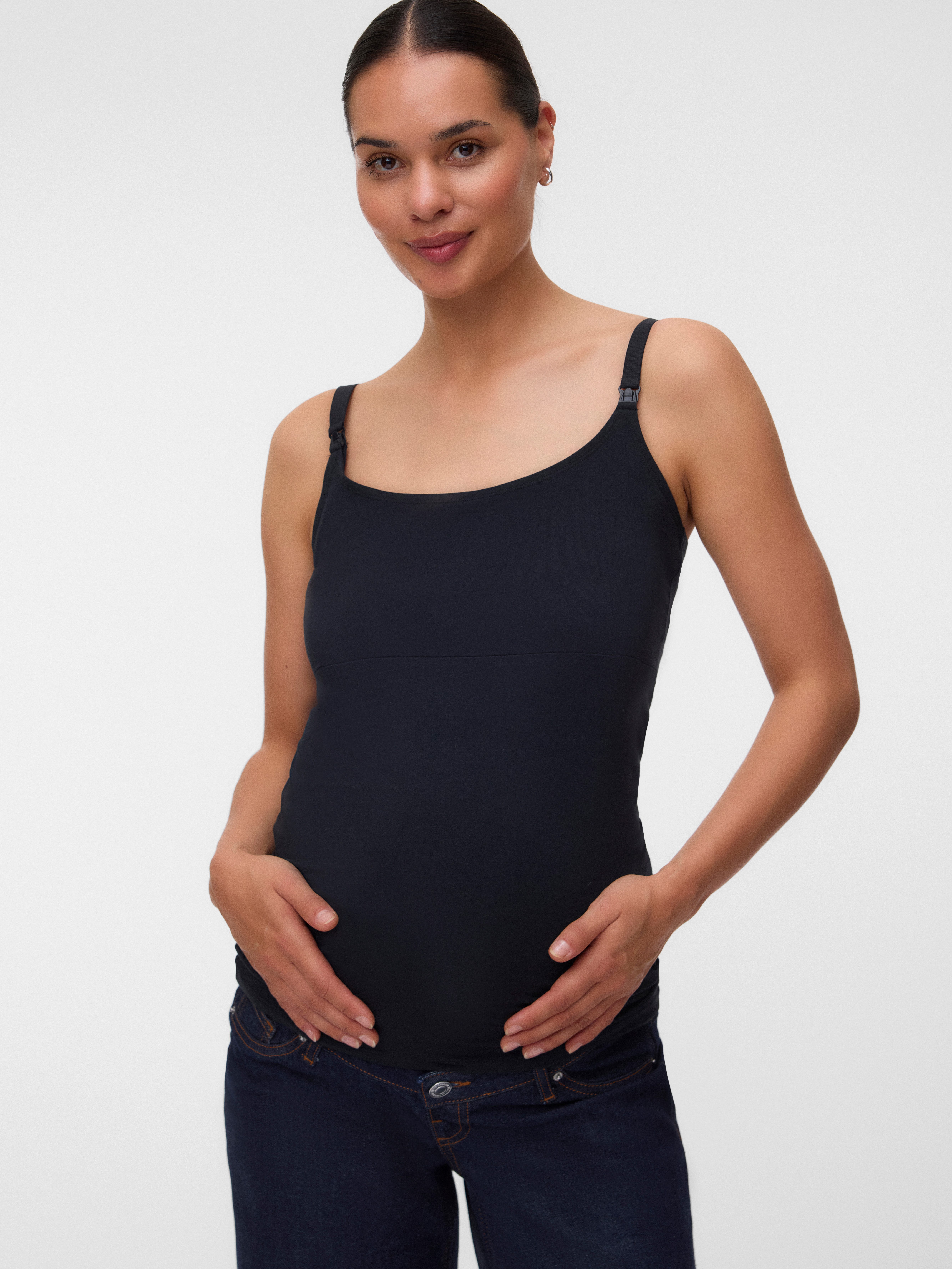 Mamalicious Umstandstop MLKERRIE STRAP JRS TOP 2F 2-P NOOS (Packung, 2-tlg) Baumwollmischung, regular fit
