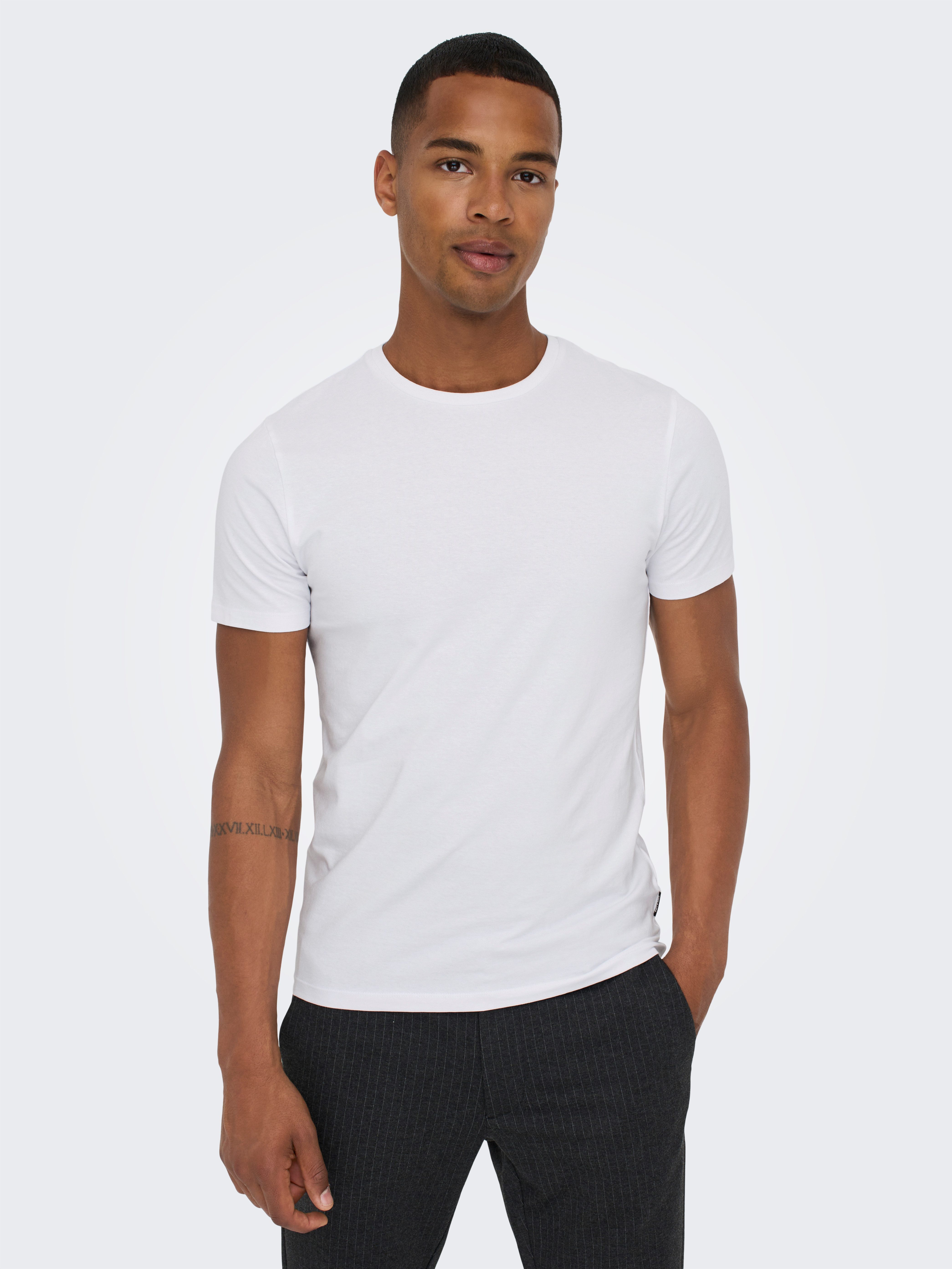 ONLY & SONS T-Shirt ONSBASIC SLIM O-NECK 2-PACK NOOS (Packung, 2-tlg)