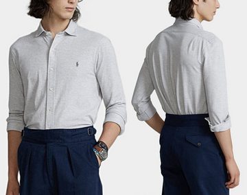Ralph Lauren Langarmhemd POLO RALPH LAUREN KNIT DRESS Shirt Hemd Slim Fit Spread Collar College