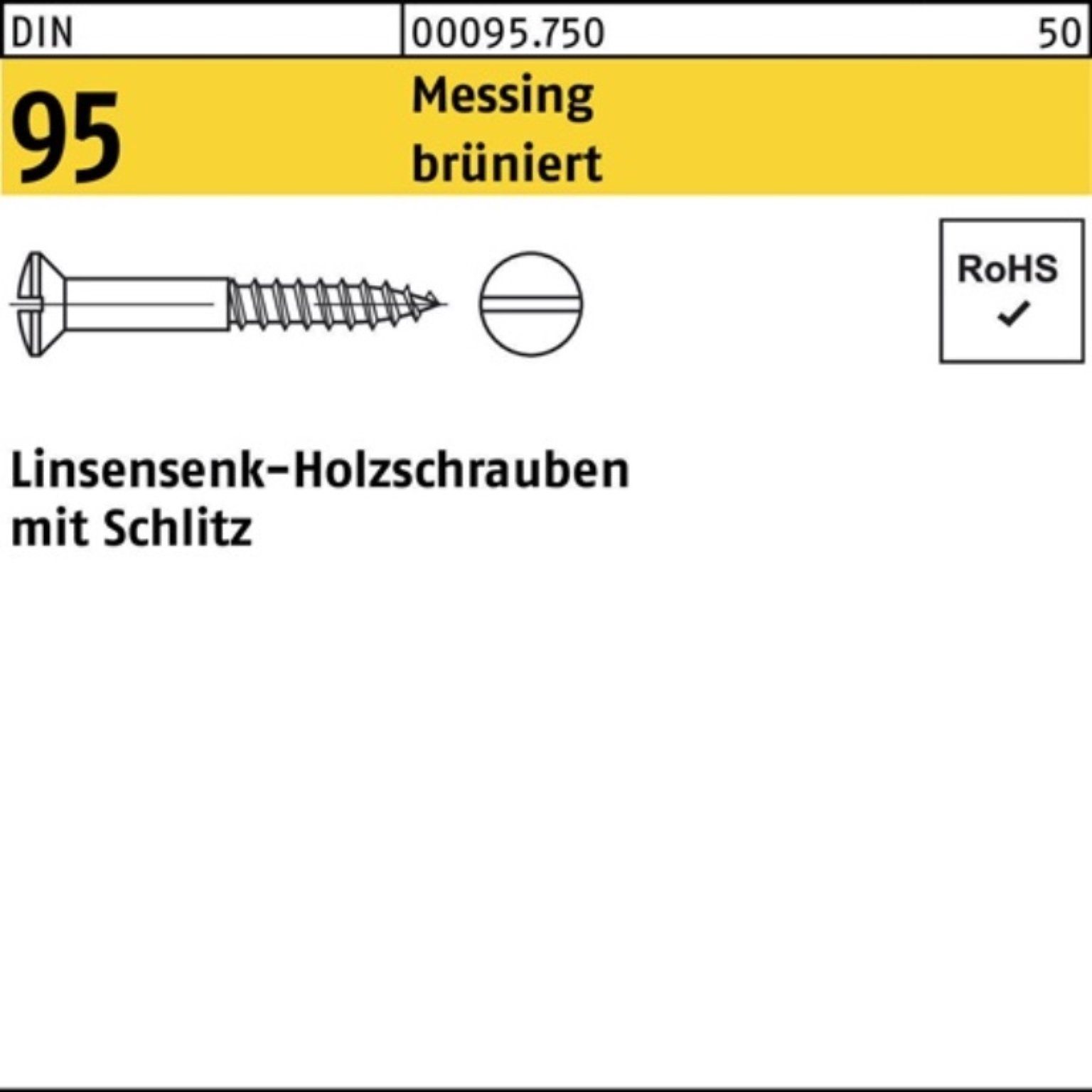 Reyher Schraube 200er Pack Holzschraube DIN 95 LIKO Schlitz 4x 30 Messing brüniert 20