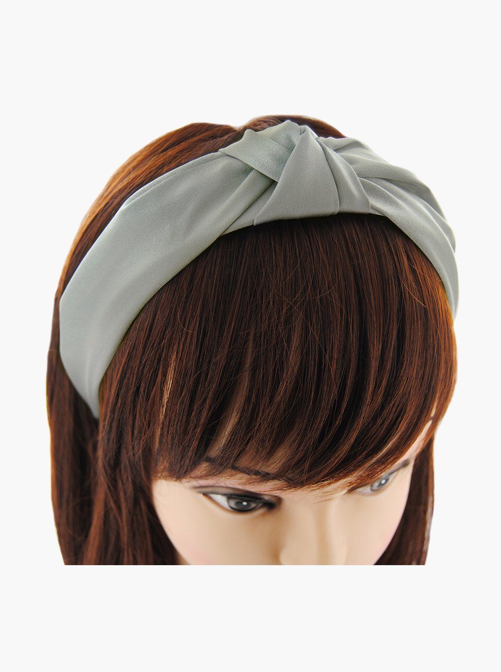 axy Haarreif Breiter Haarreif mit Vintage Haarband Haareifen Satin Knoten Damen und Grau bezogen